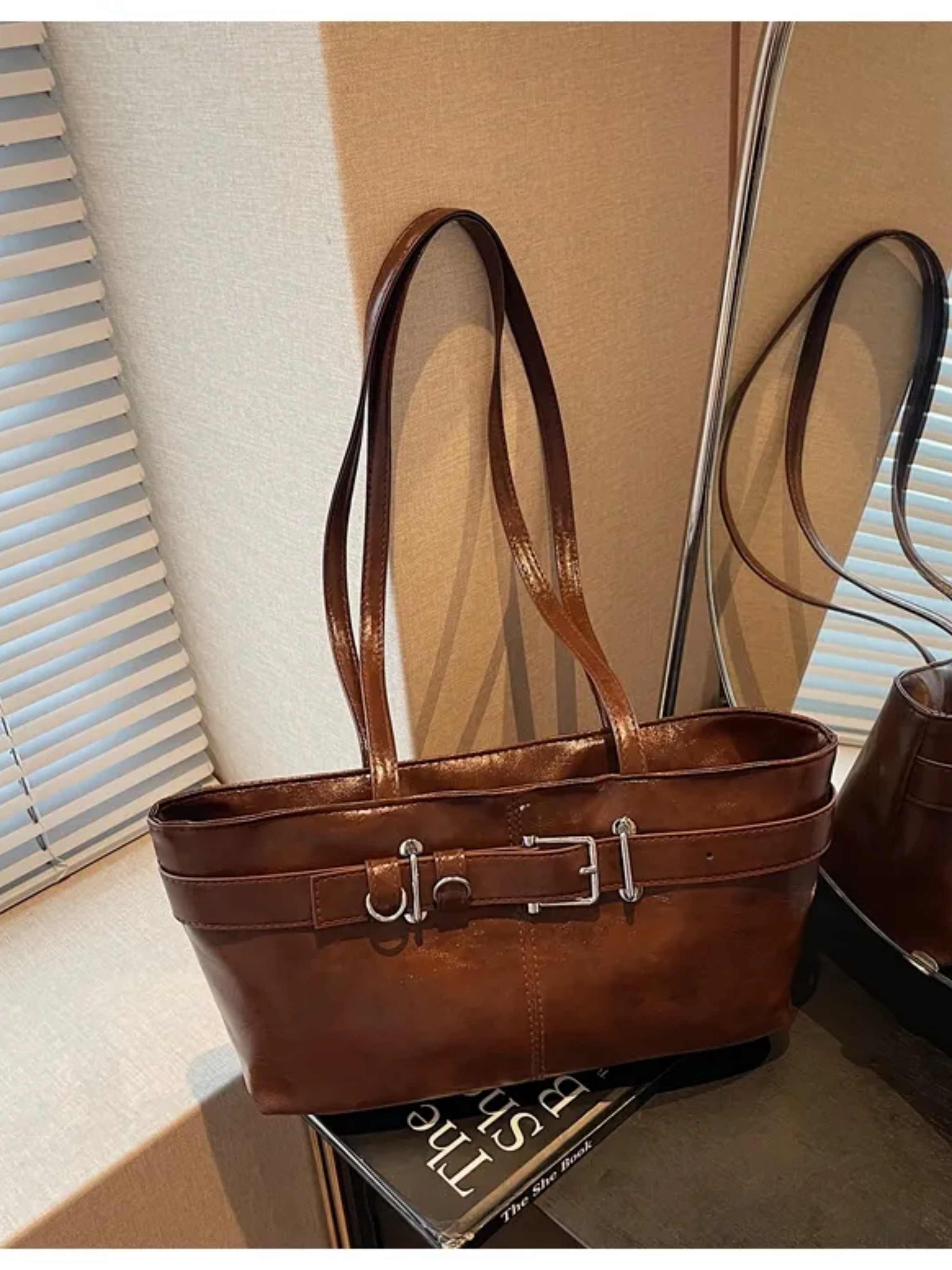 Coffee Brown Solid Shoulder Bag with Zip