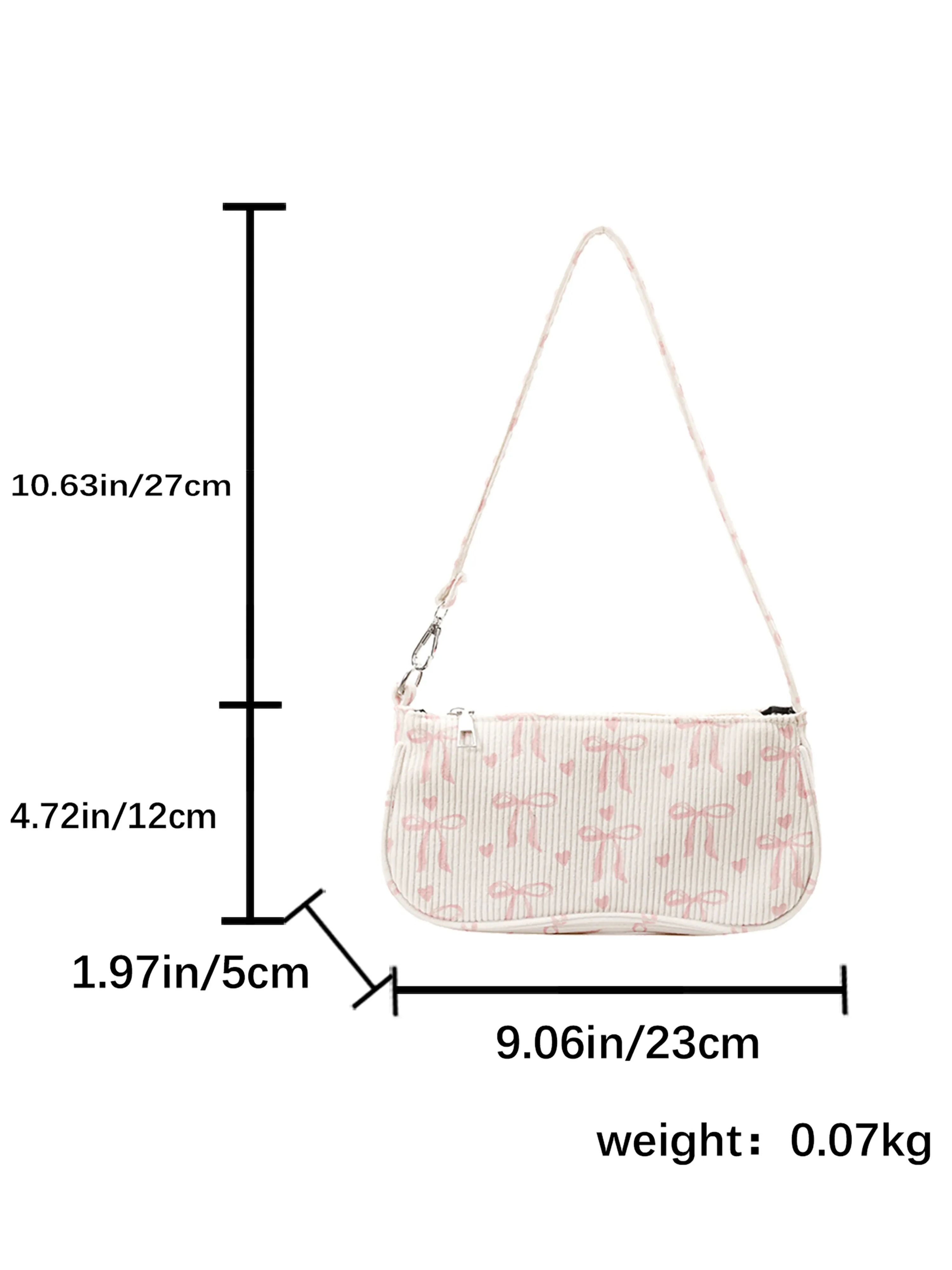 White Printed Shoulder Bag with Zip