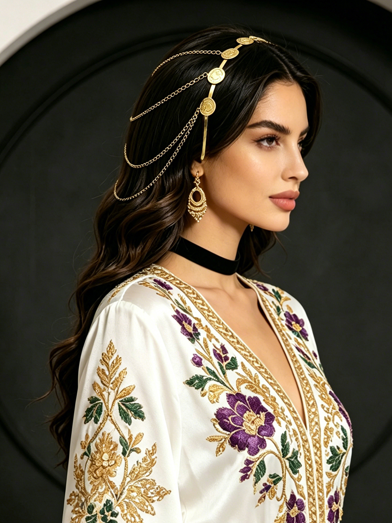 طوق رأس بسلسلة شرابات ذهبي