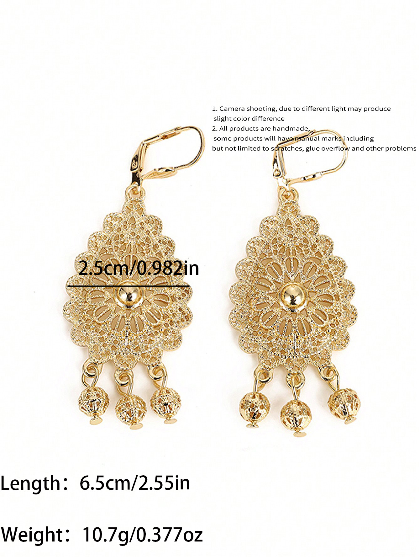 Gold Filigree Drop Earrings - Perfect for GCC Parties and Celebrations