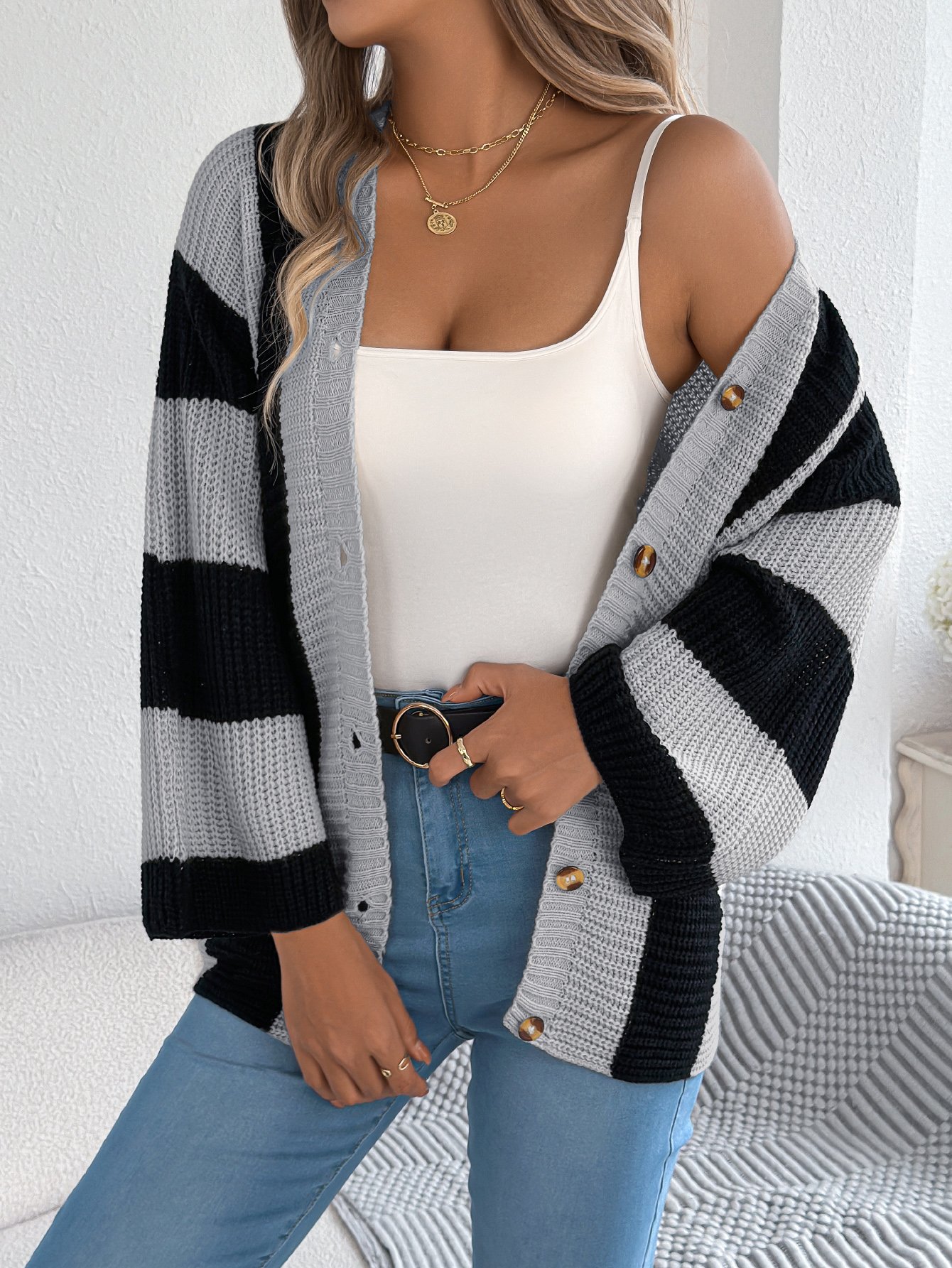 Striped Knit Cardigan
