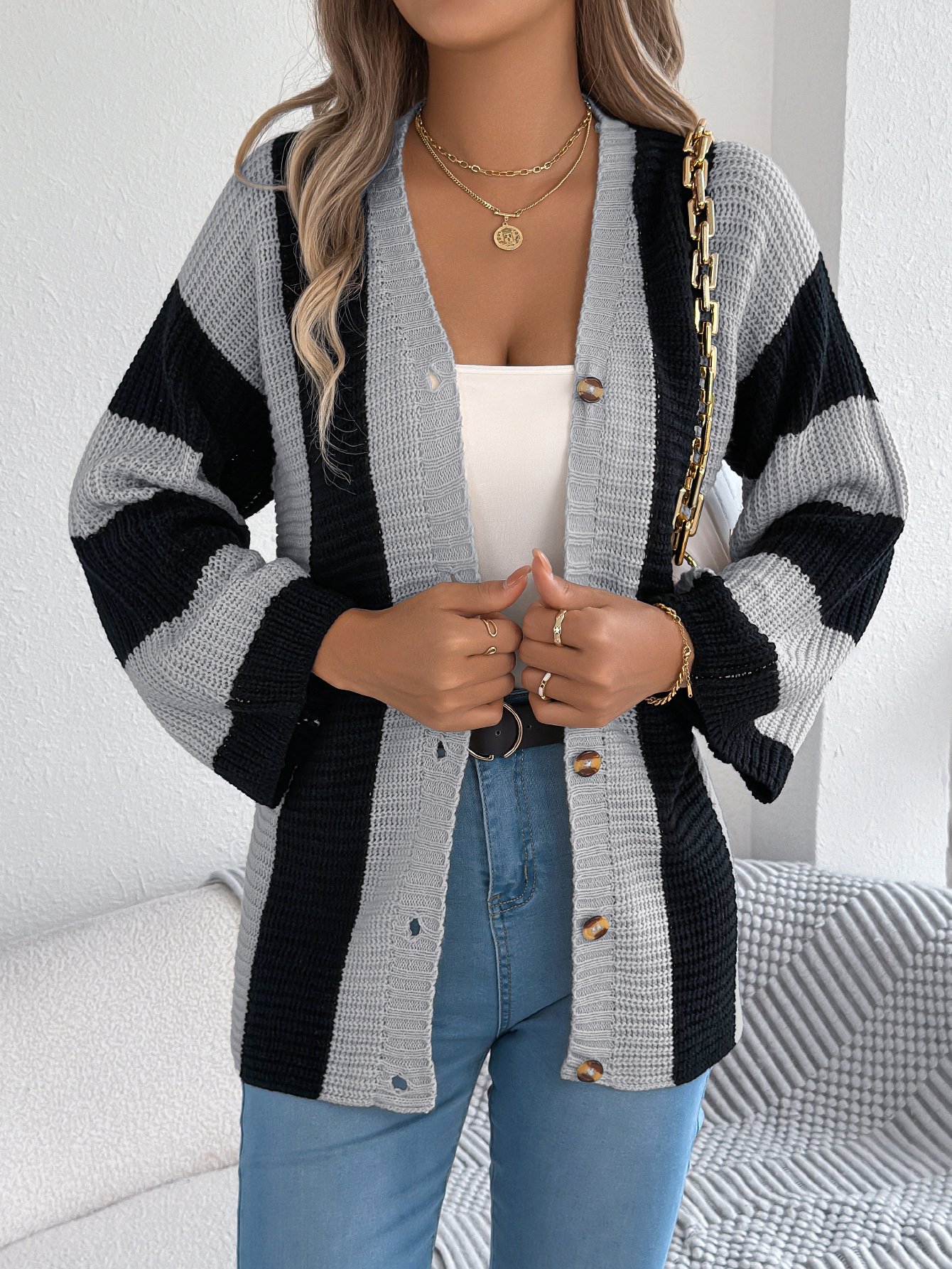 Striped Knit Cardigan