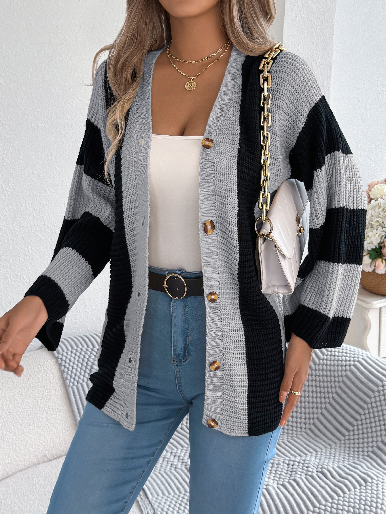 Striped Knit Cardigan