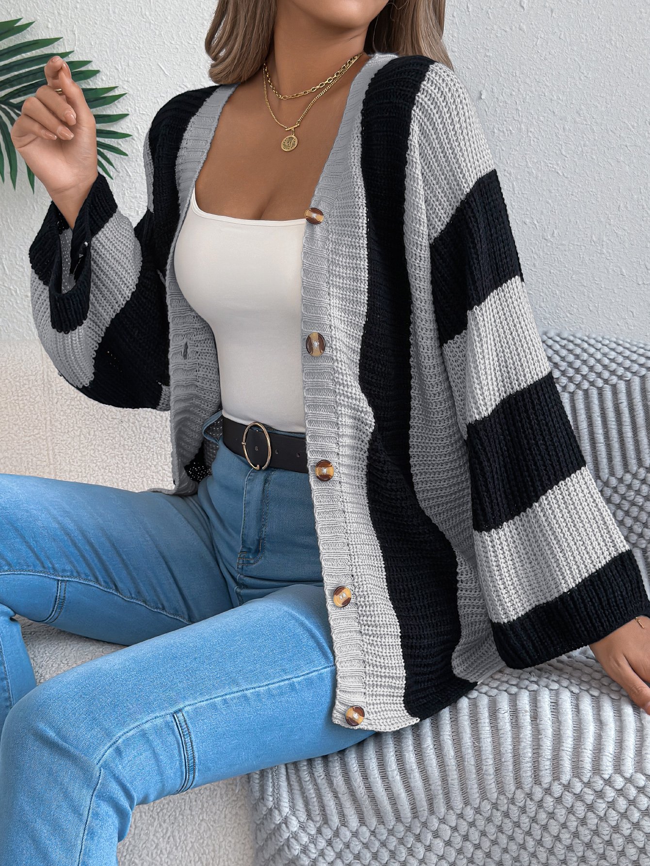 Striped Knit Cardigan