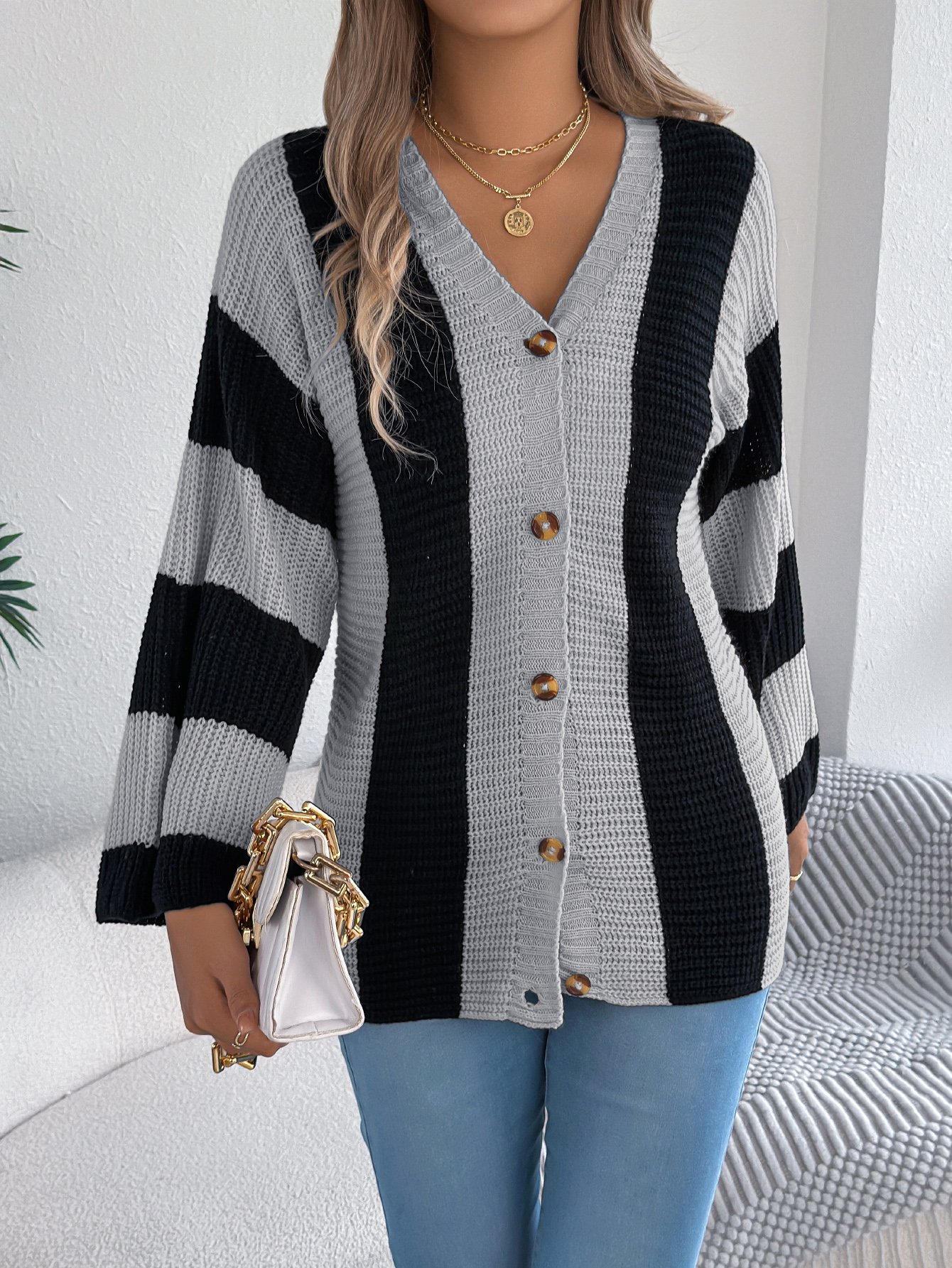 Striped Knit Cardigan