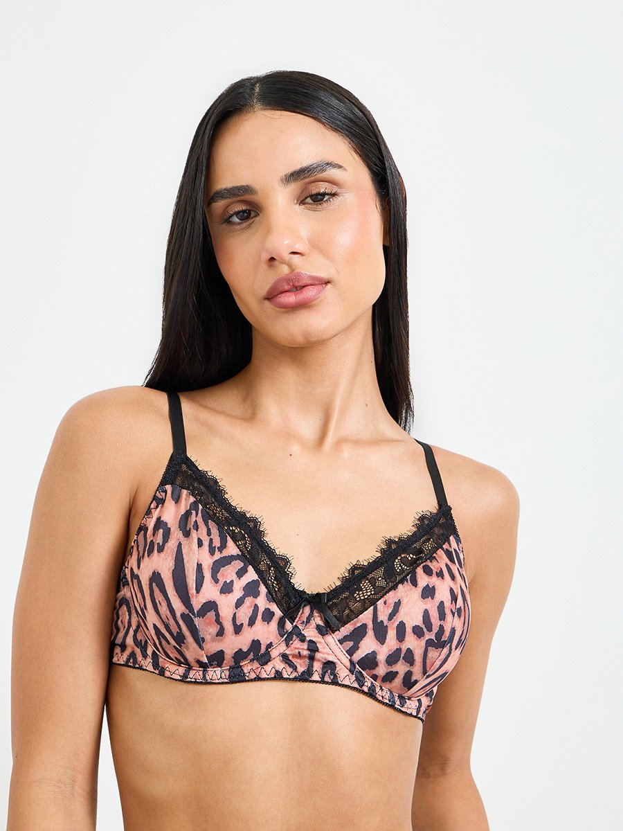 Brown Leopard Print Midi Lingerie Set