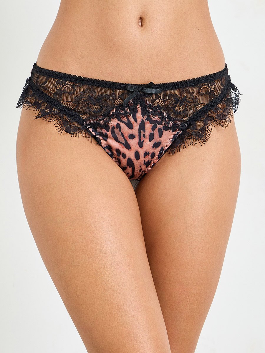 Brown Leopard Print Midi Lingerie Set