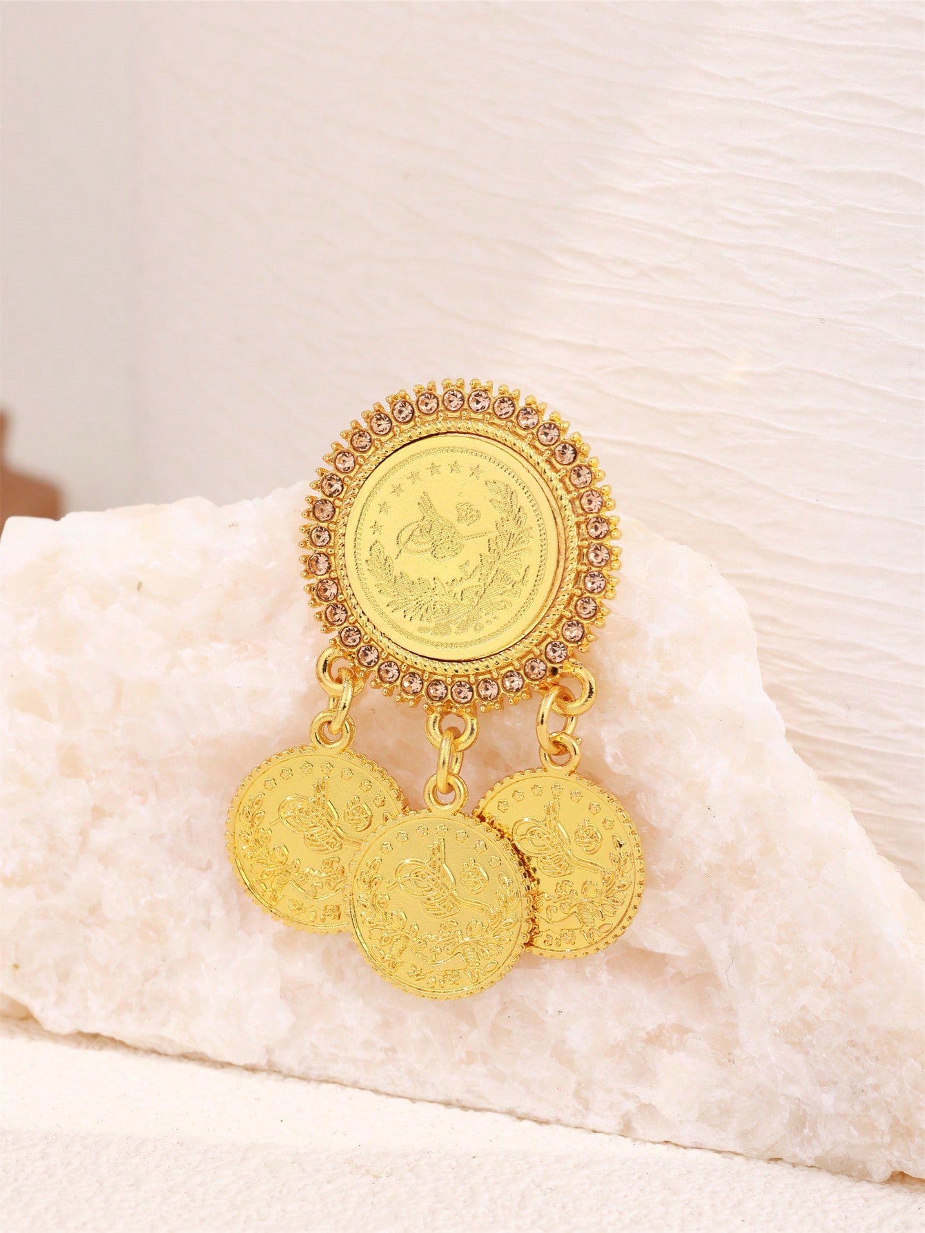 2pcs Gold Rhinestone Brooches