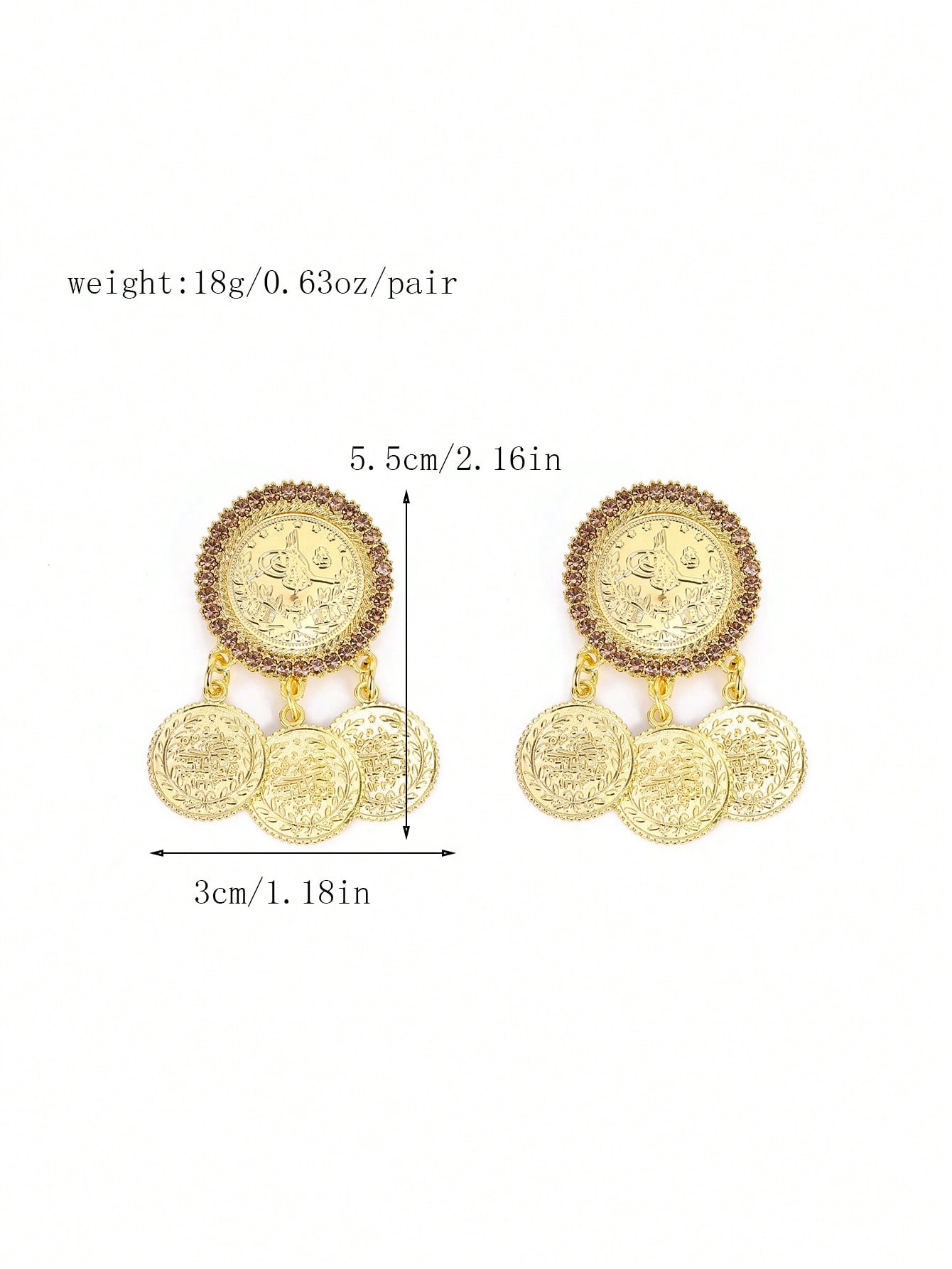 2pcs Gold Rhinestone Brooches