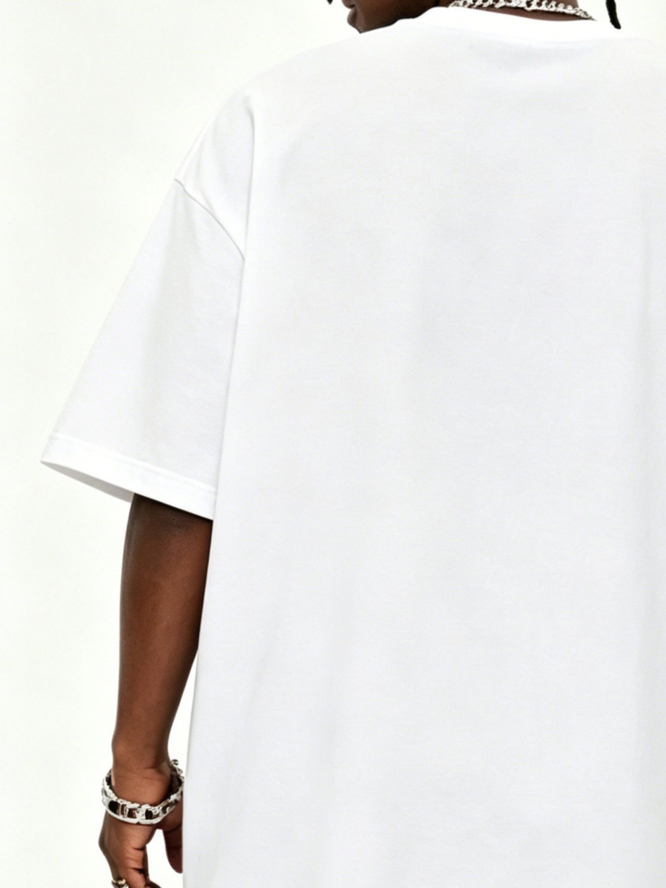 White Graphic Print Short Sleeve Round Neck T-Shirt