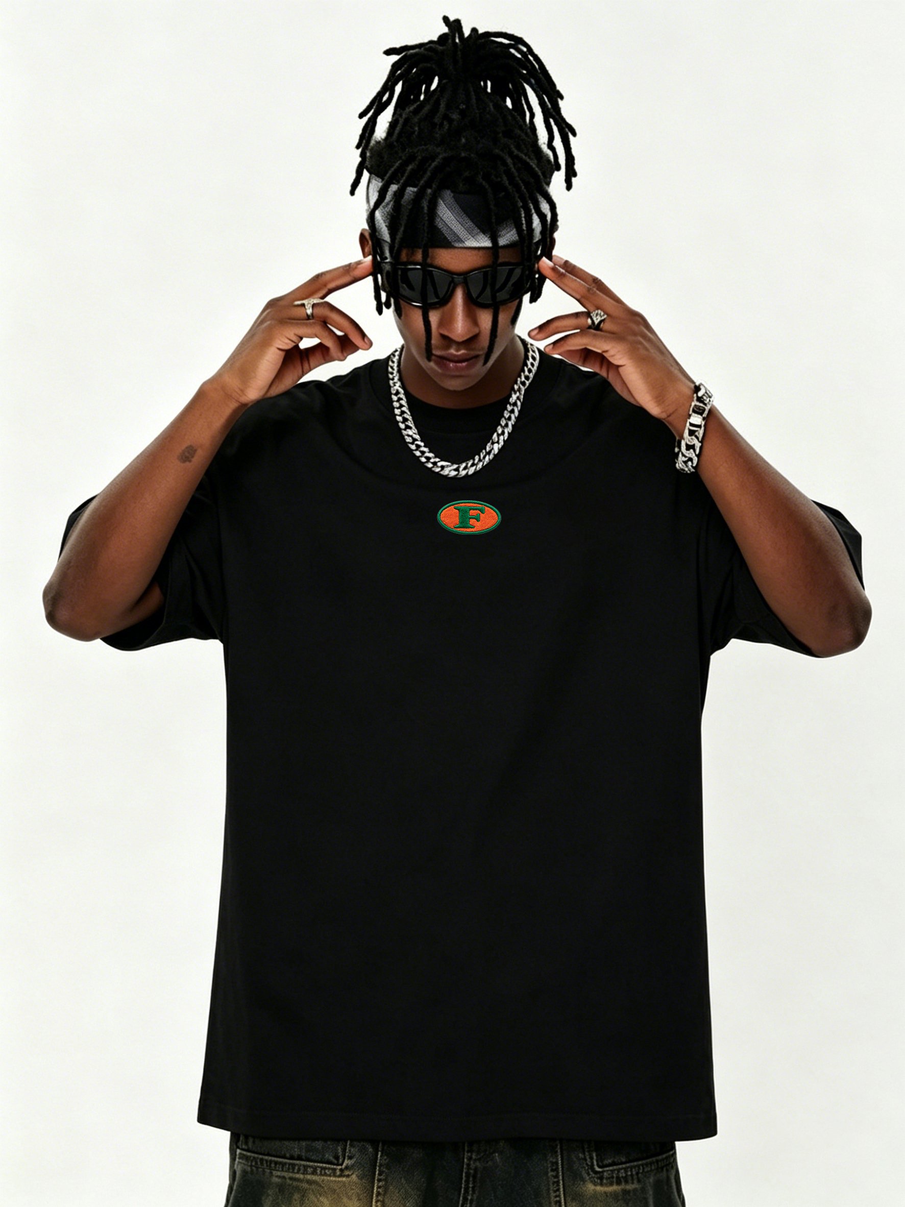 Black Graphic Print Cotton Regular Fit T-Shirt