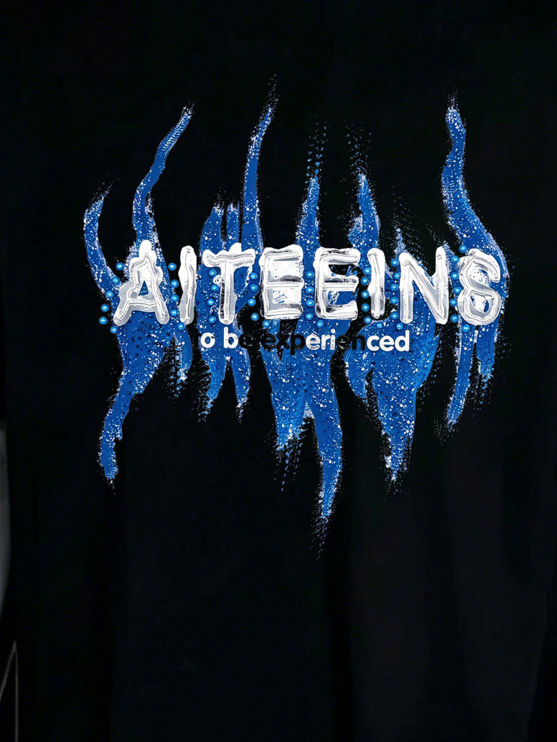 Men Black Graphic T-Shirt with Round Neck