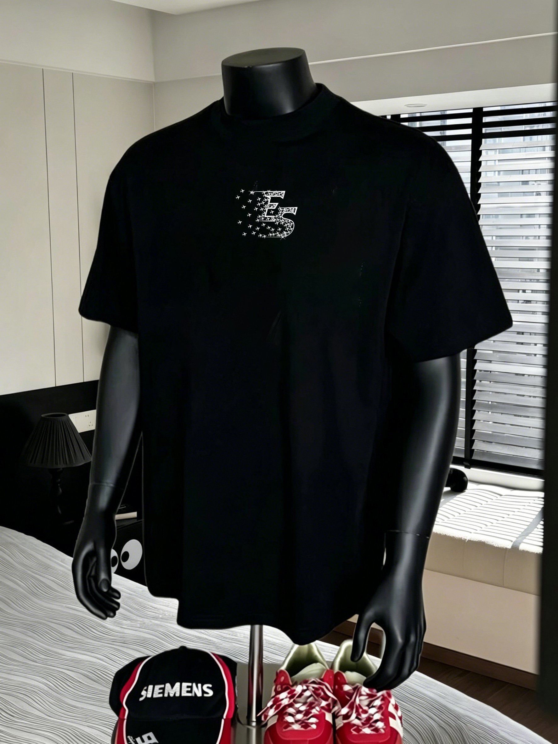 Men Black Geometric Print Cotton T-Shirt