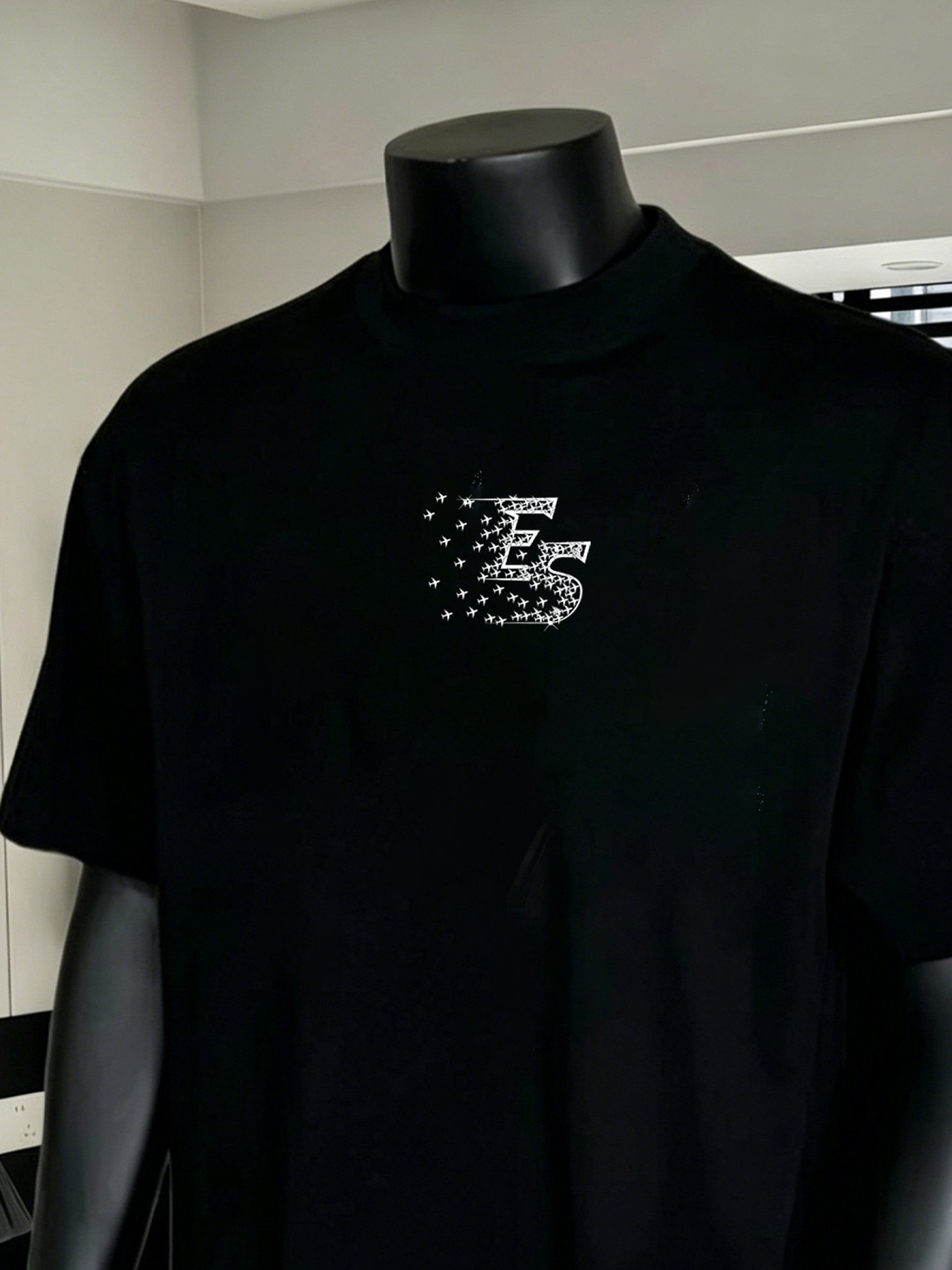 Men Black Geometric Print Cotton T-Shirt