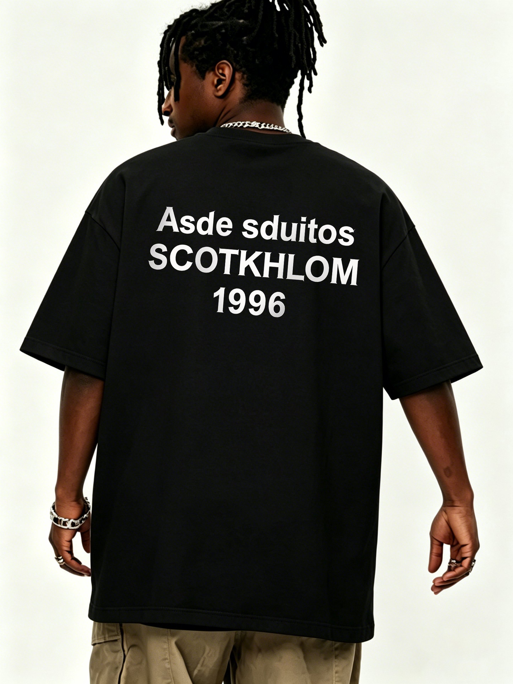 Black Slogan Print Cotton Short Sleeves Oversized T-Shirt