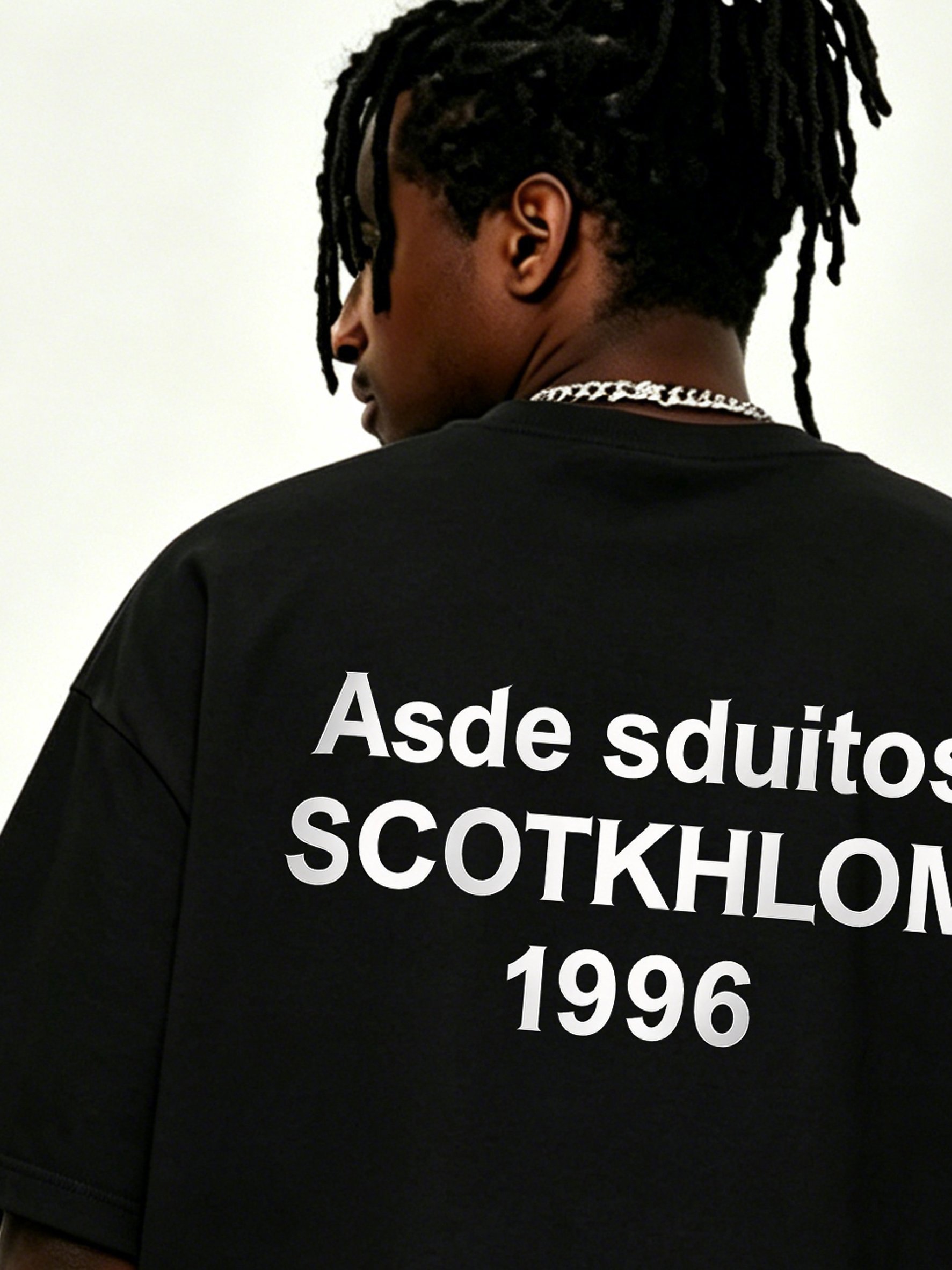 Black Slogan Print Cotton Short Sleeves Oversized T-Shirt