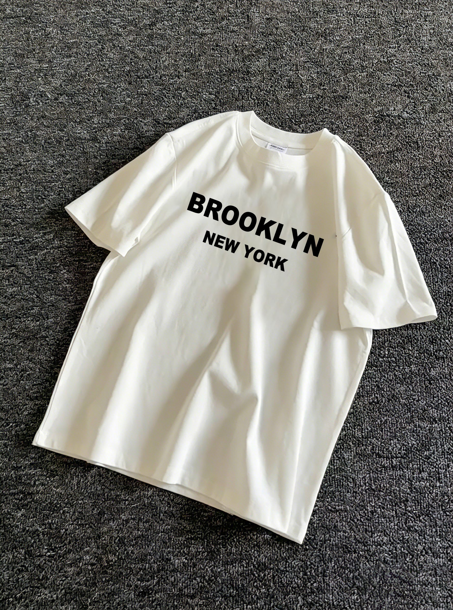 Men White Brooklyn New York Graphic Print Cotton T-Shirt