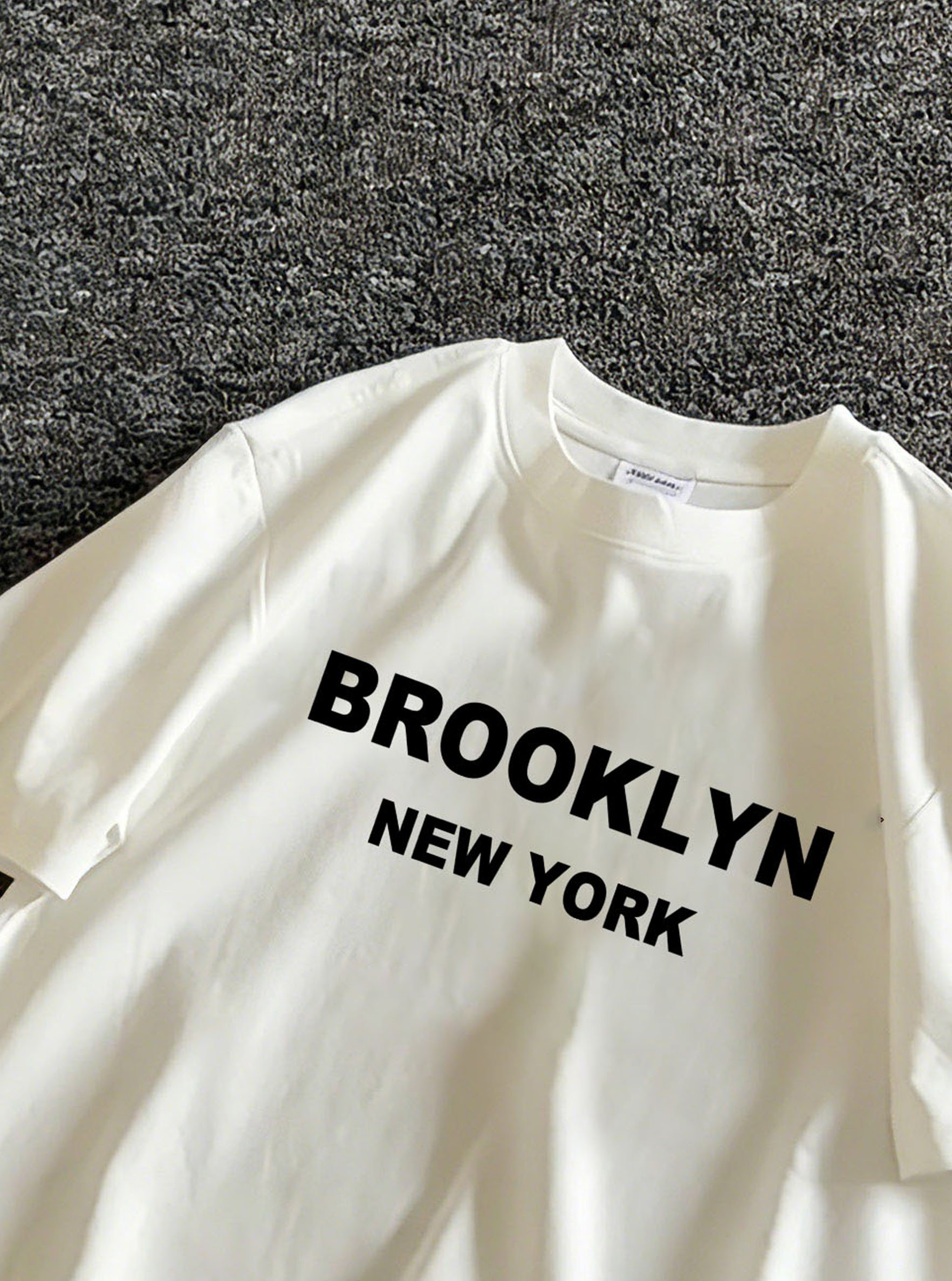 Men White Brooklyn New York Graphic Print Cotton T-Shirt