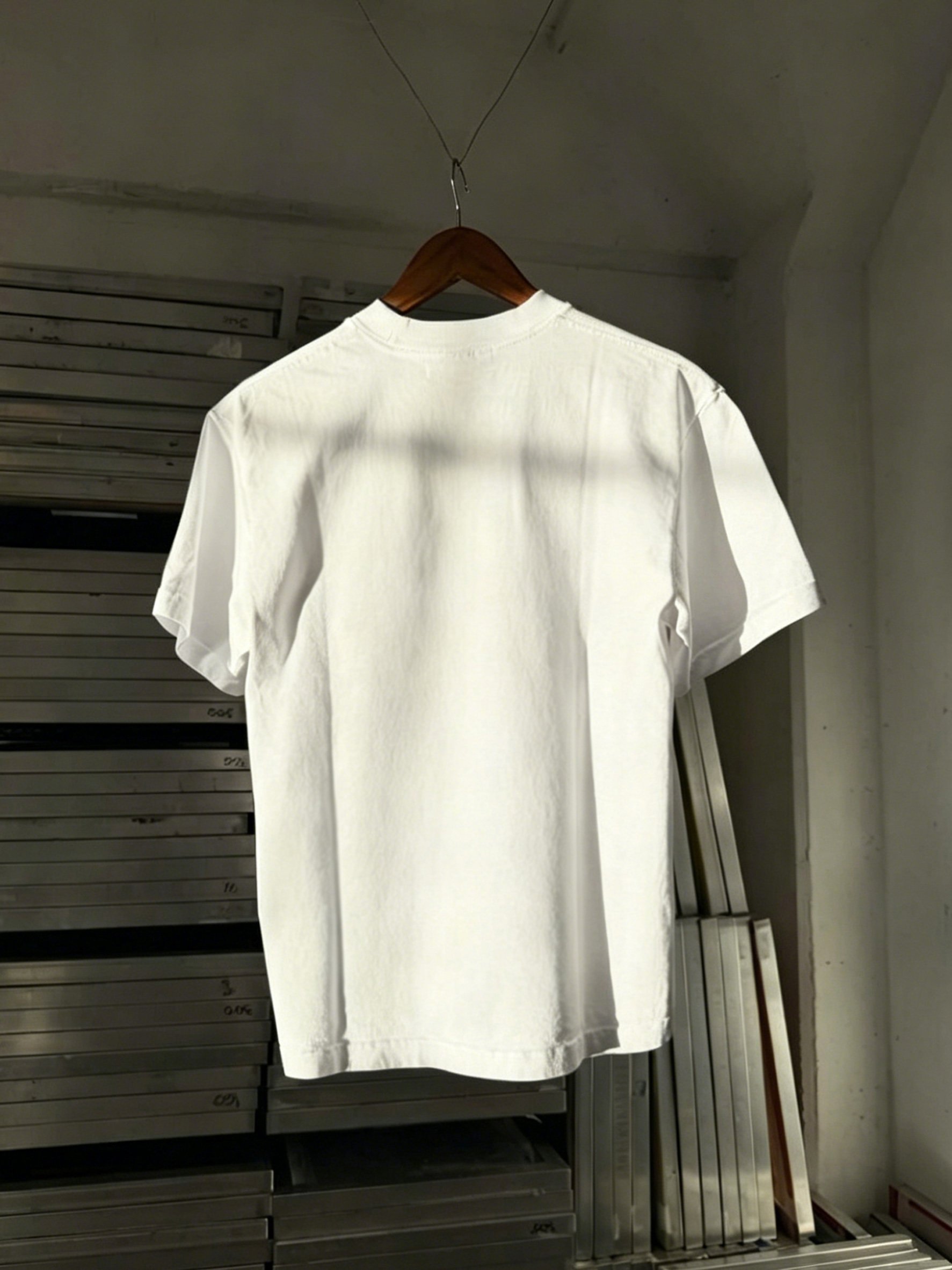 Men White Round-Neck T-Shirt with Print