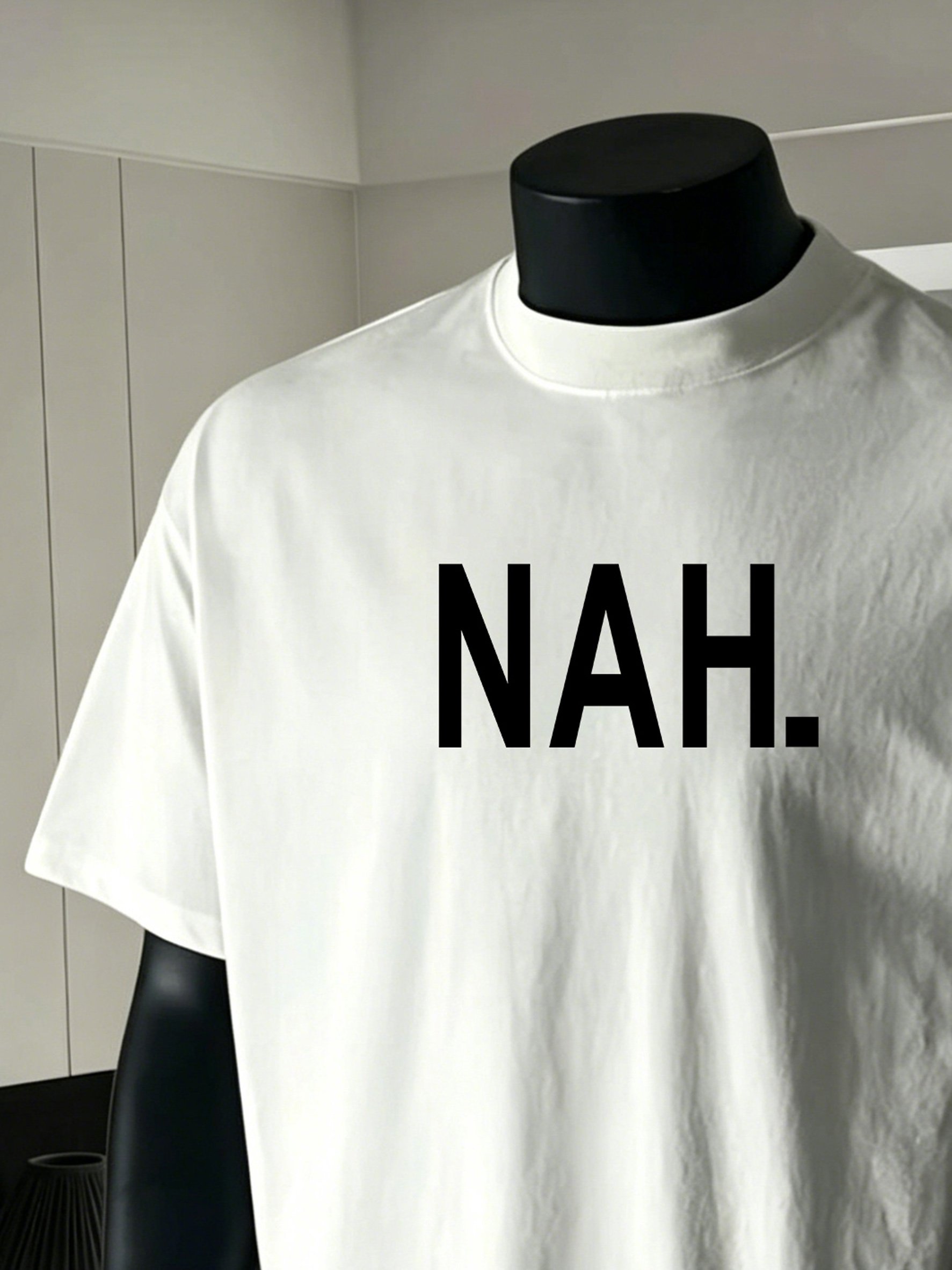 Men White Round-Neck T-Shirt with Print