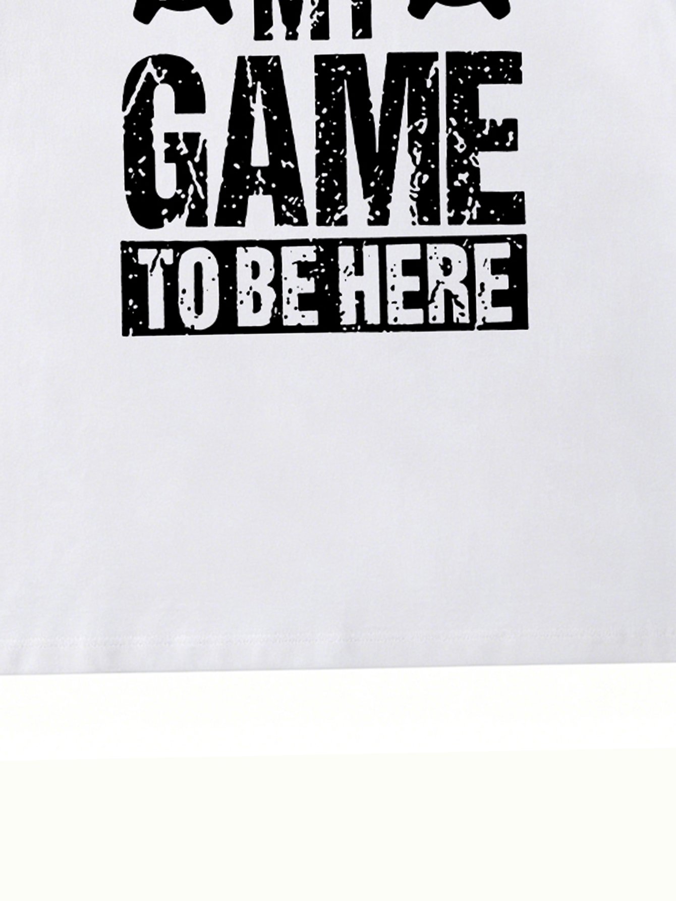 Men White Gamer T-Shirt with Round Neck and Short Sleeve