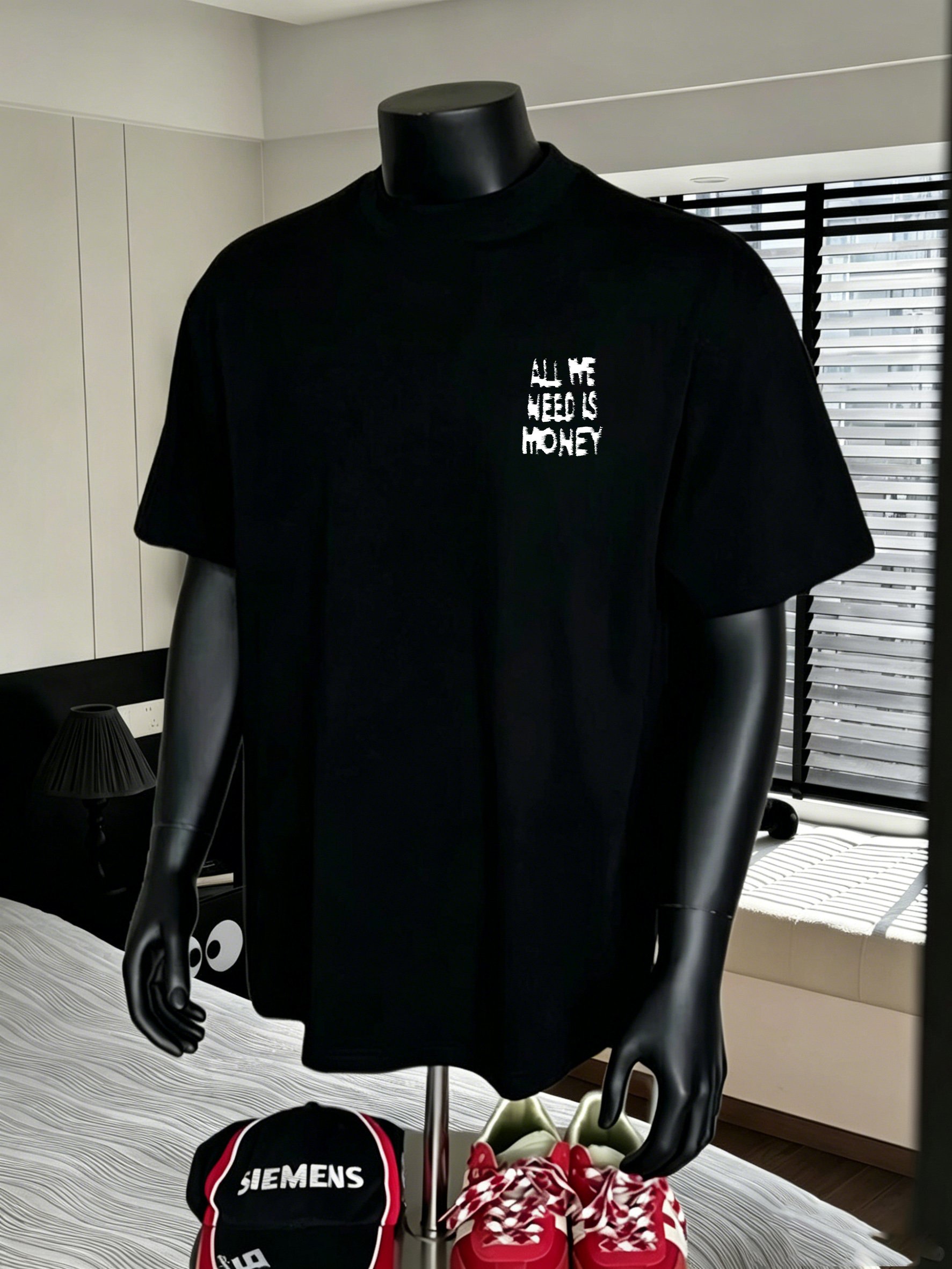 Men Black Cotton Short Sleeve T-Shirt with Graphic Print