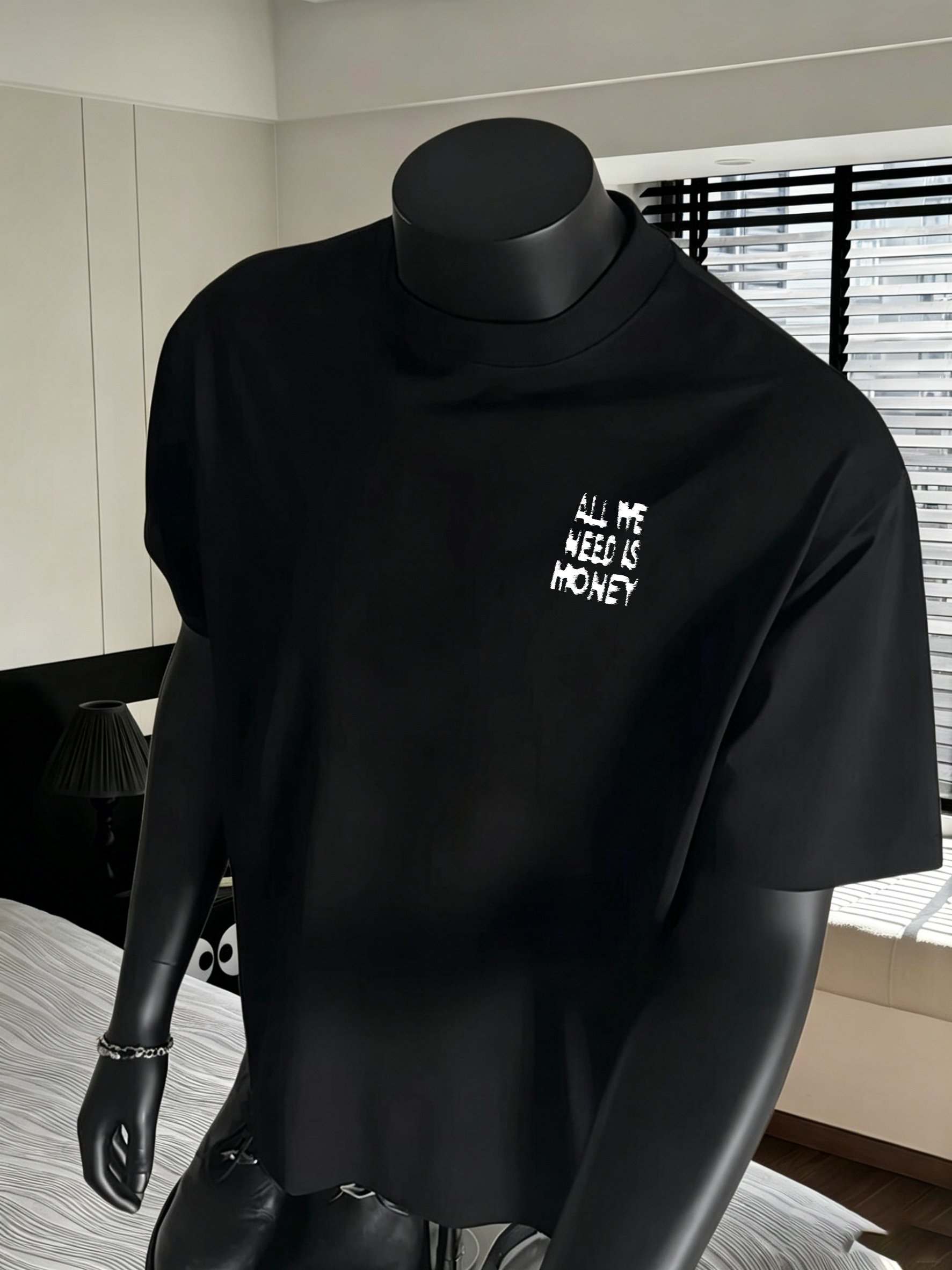 Men Black Cotton Short Sleeve T-Shirt with Graphic Print