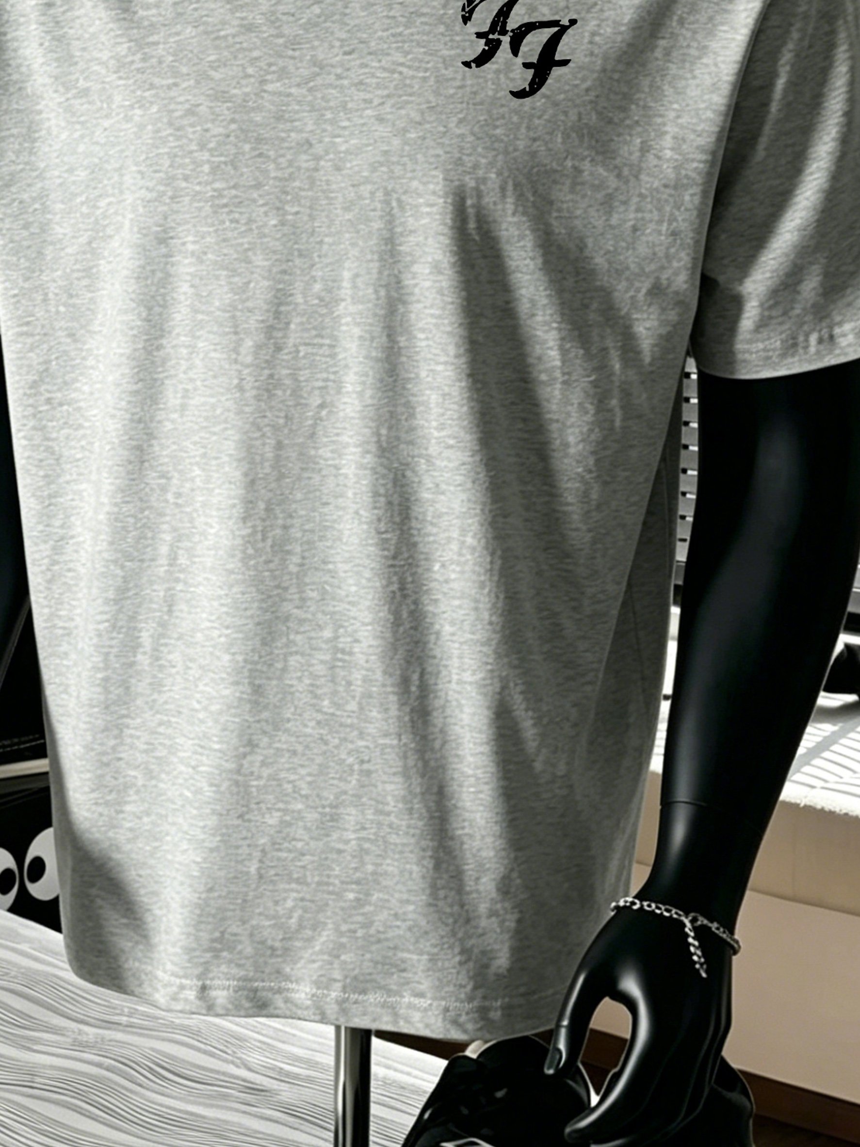 Men Grey Short Sleeve T-Shirt with Unique Print