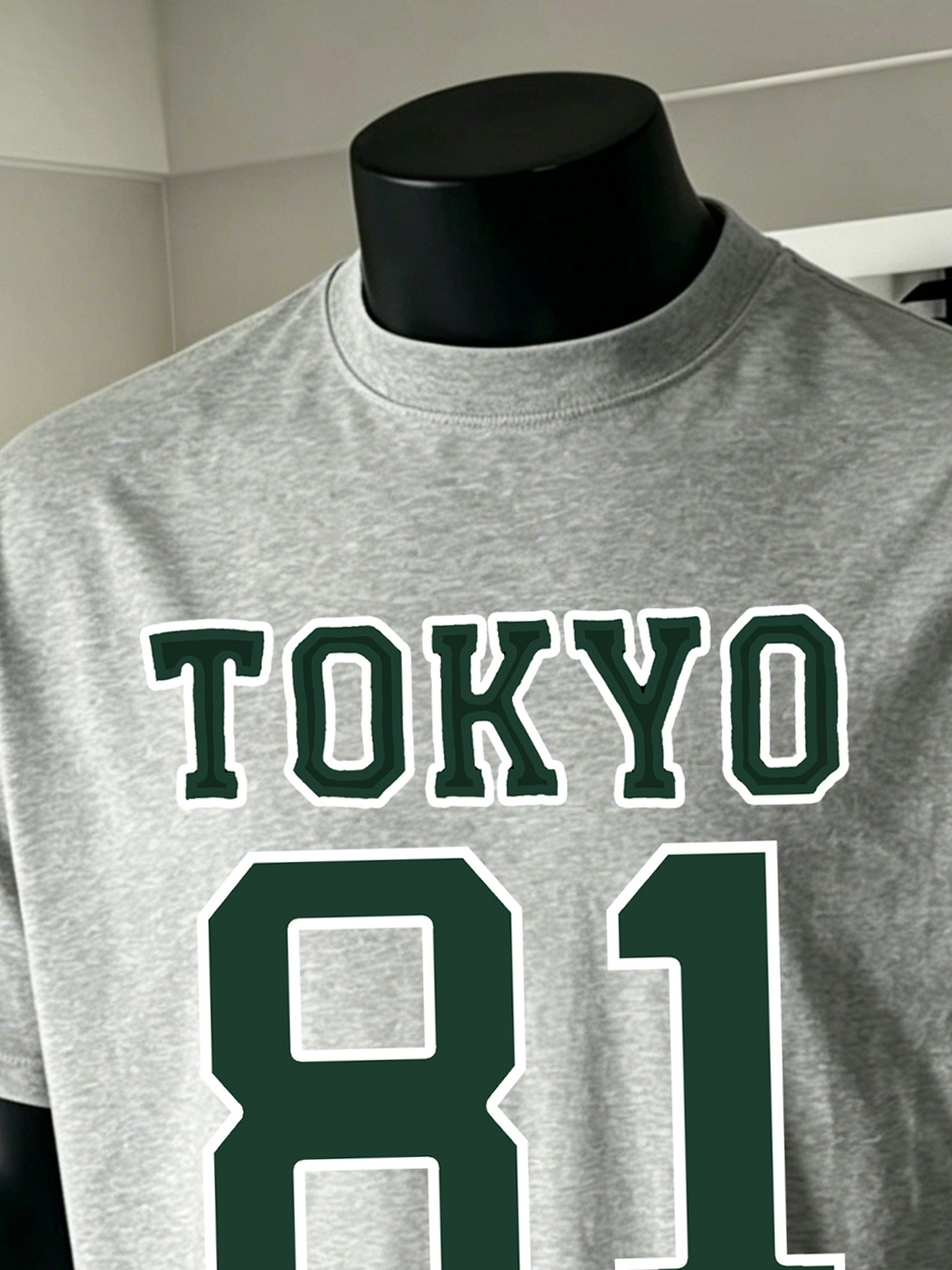 Men Grey Tokyo 81 Graphic T-Shirt with Short Sleeve