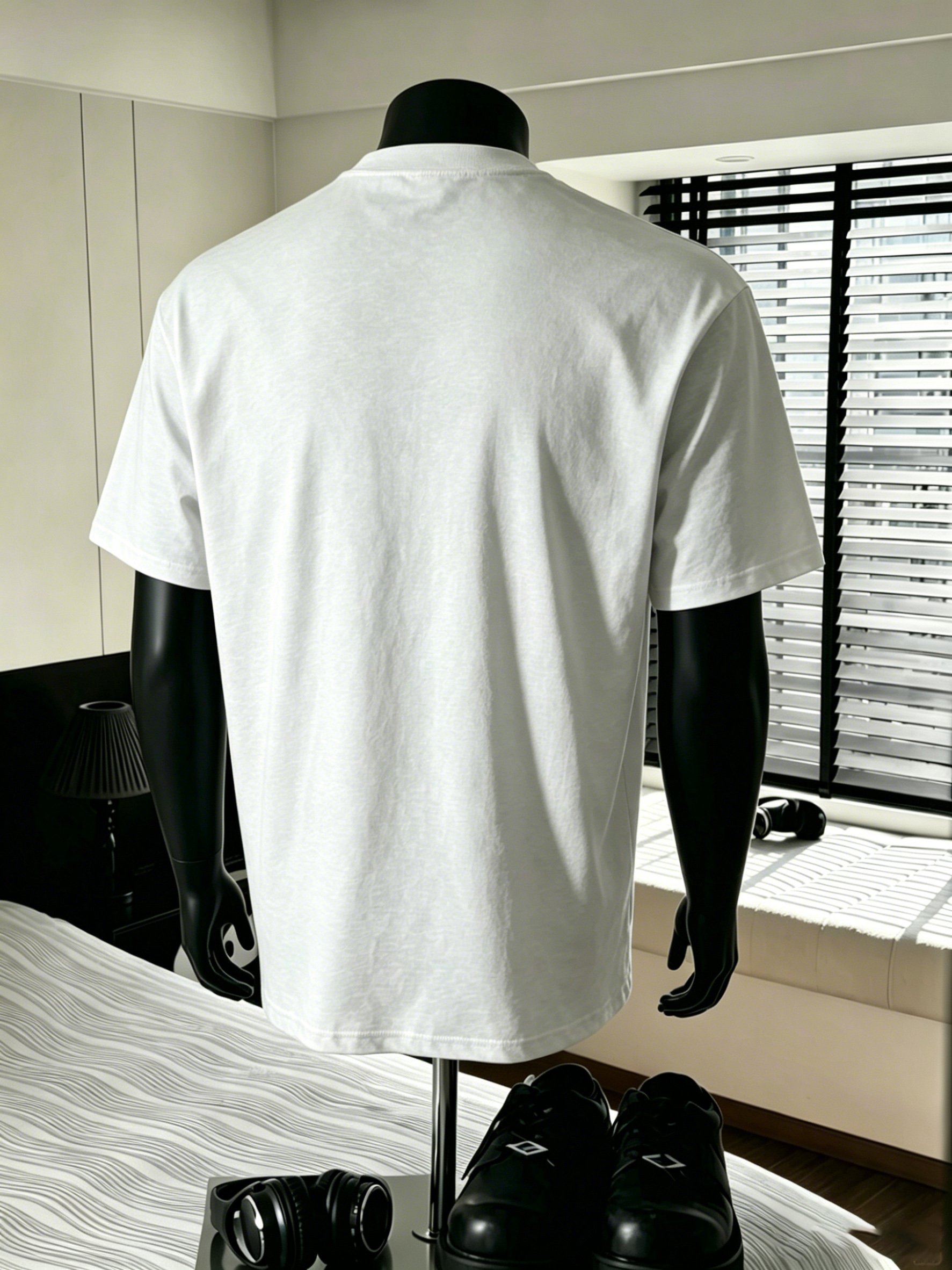 Men White Geometric Print Short Sleeve T-Shirt