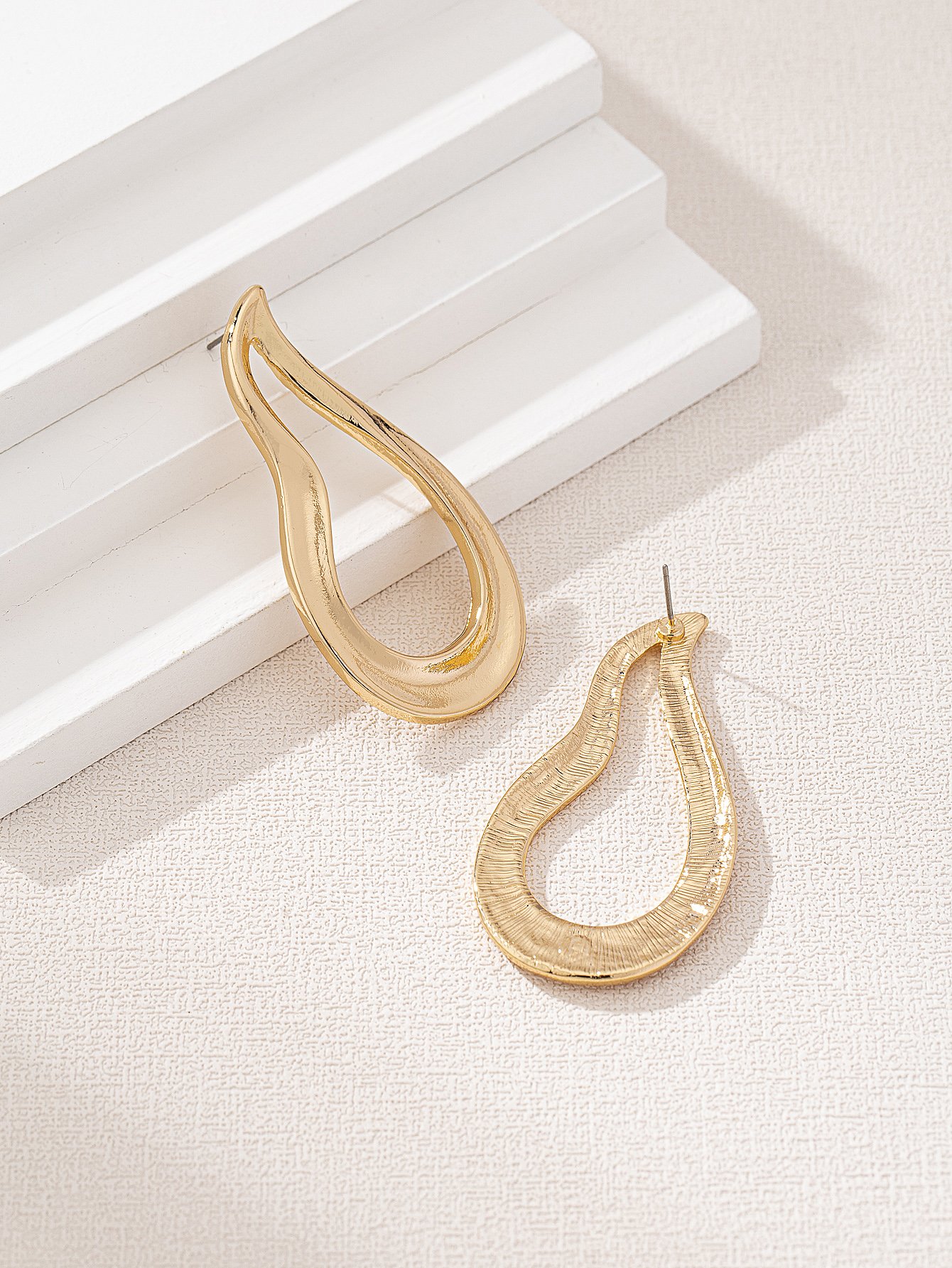 Gold Teardrop Hoop Earrings for Casual  Look
