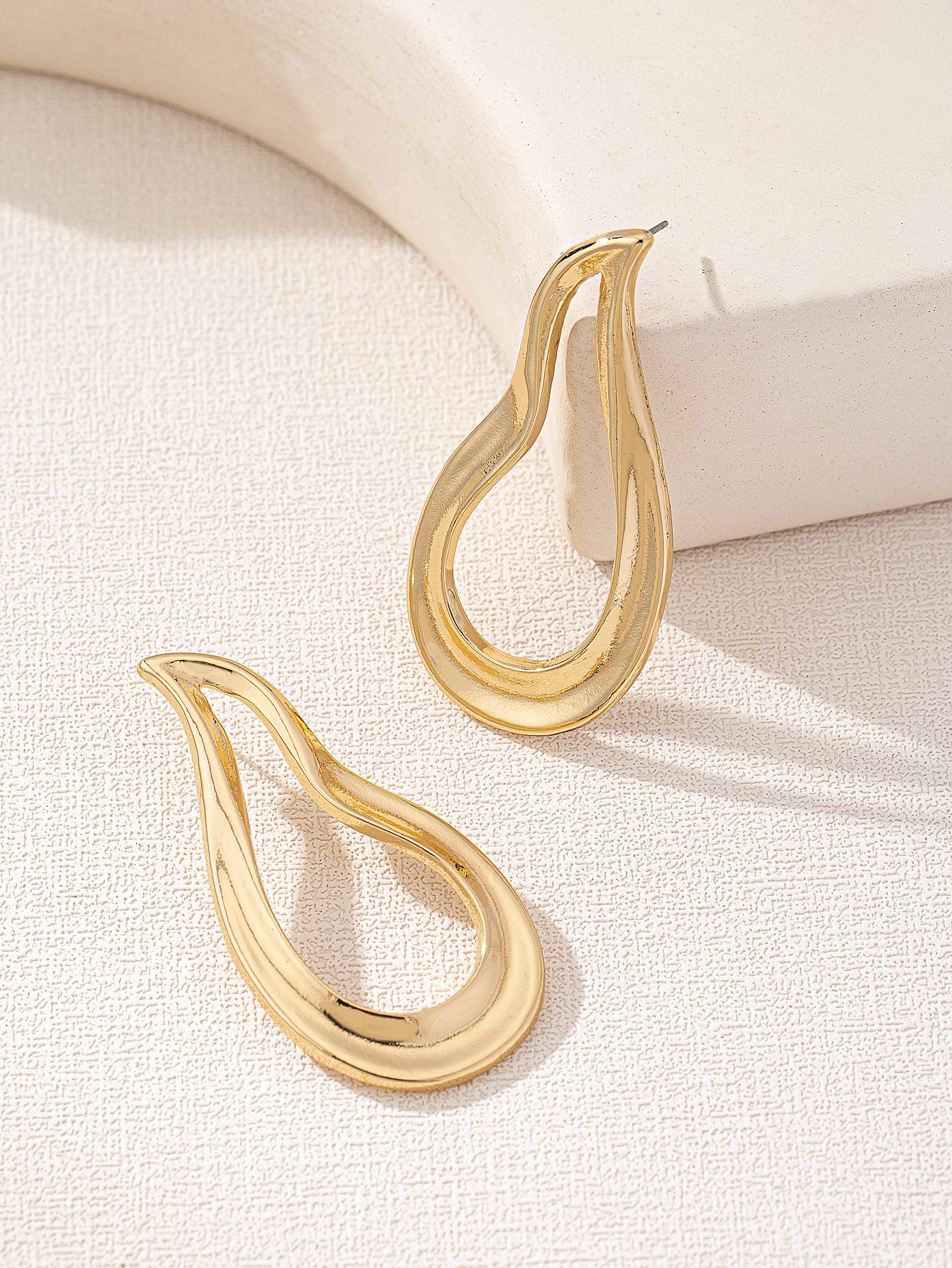 Gold Teardrop Hoop Earrings for Casual  Look