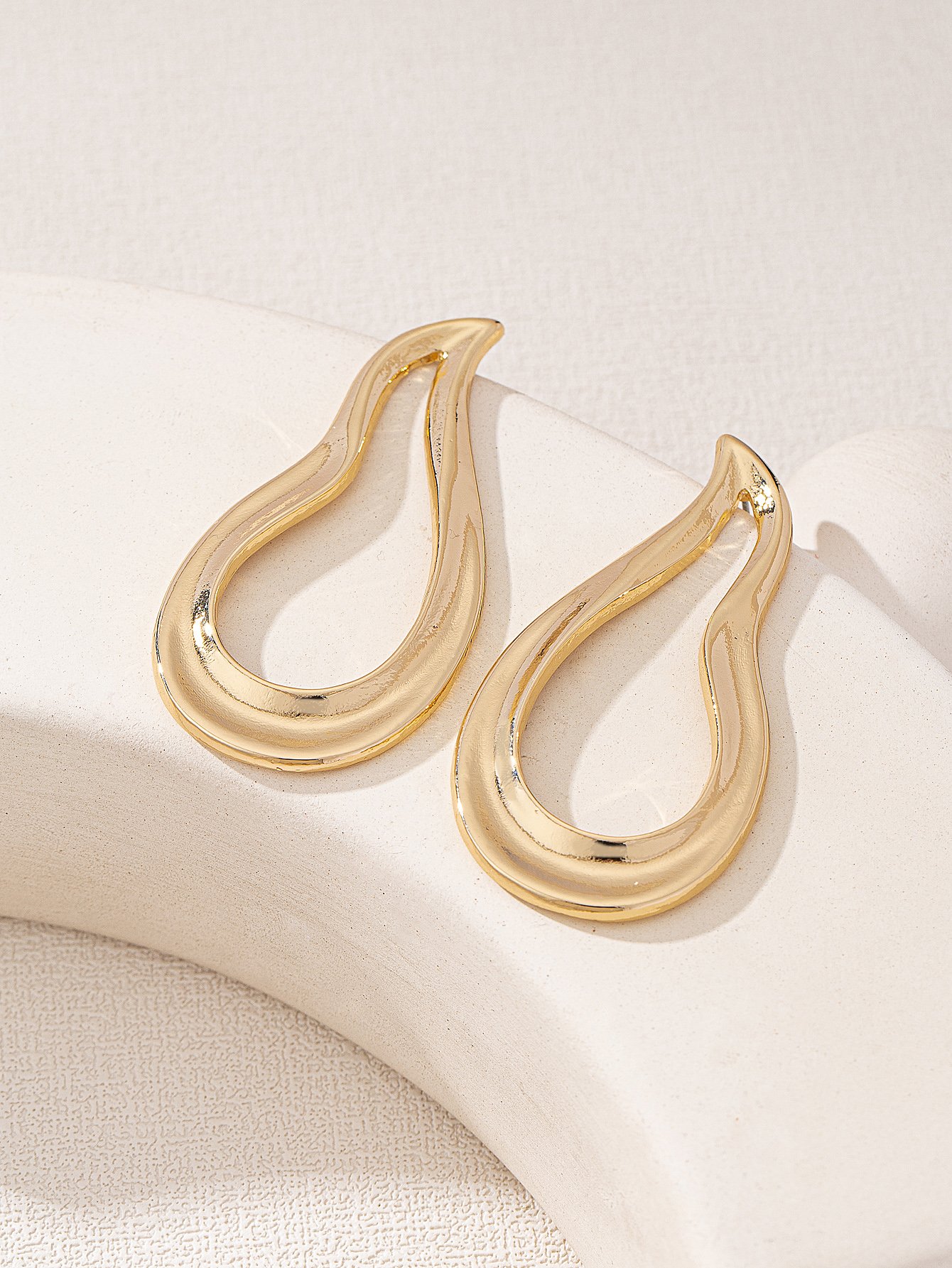 Gold Teardrop Hoop Earrings for Casual  Look