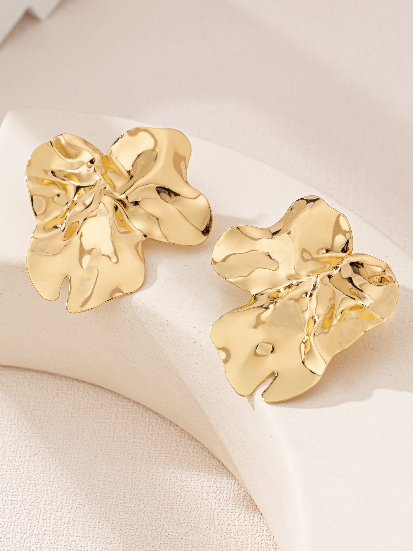 Gold Irregular Statement Earrings -  Everyday Style