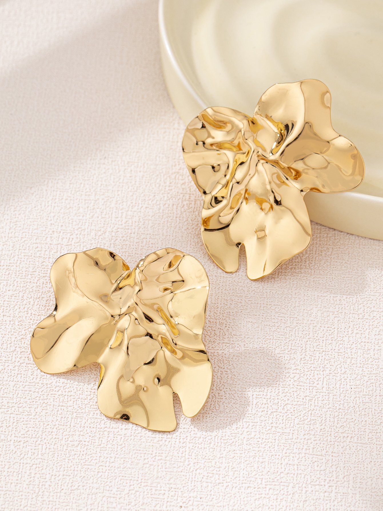 Gold Irregular Statement Earrings -  Everyday Style