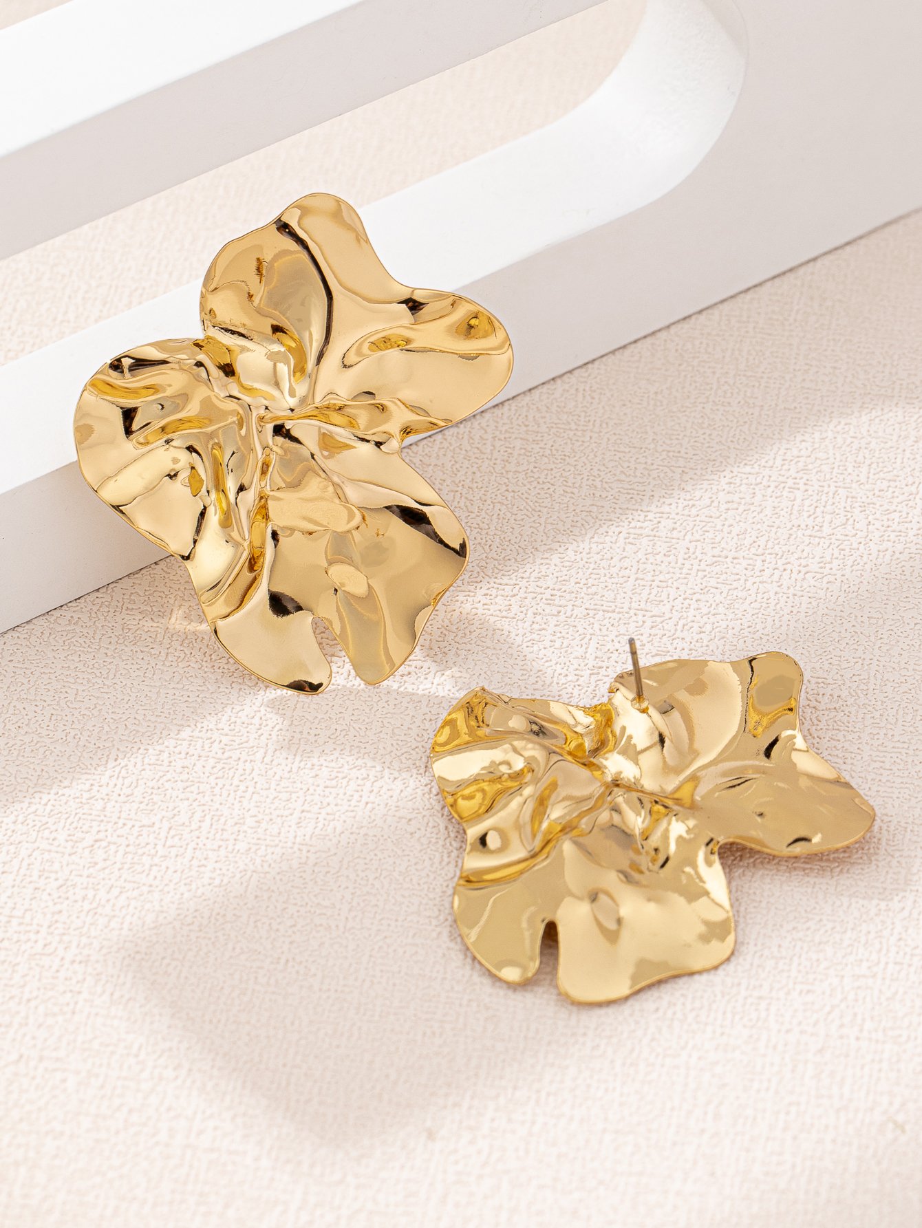 Gold Irregular Statement Earrings -  Everyday Style
