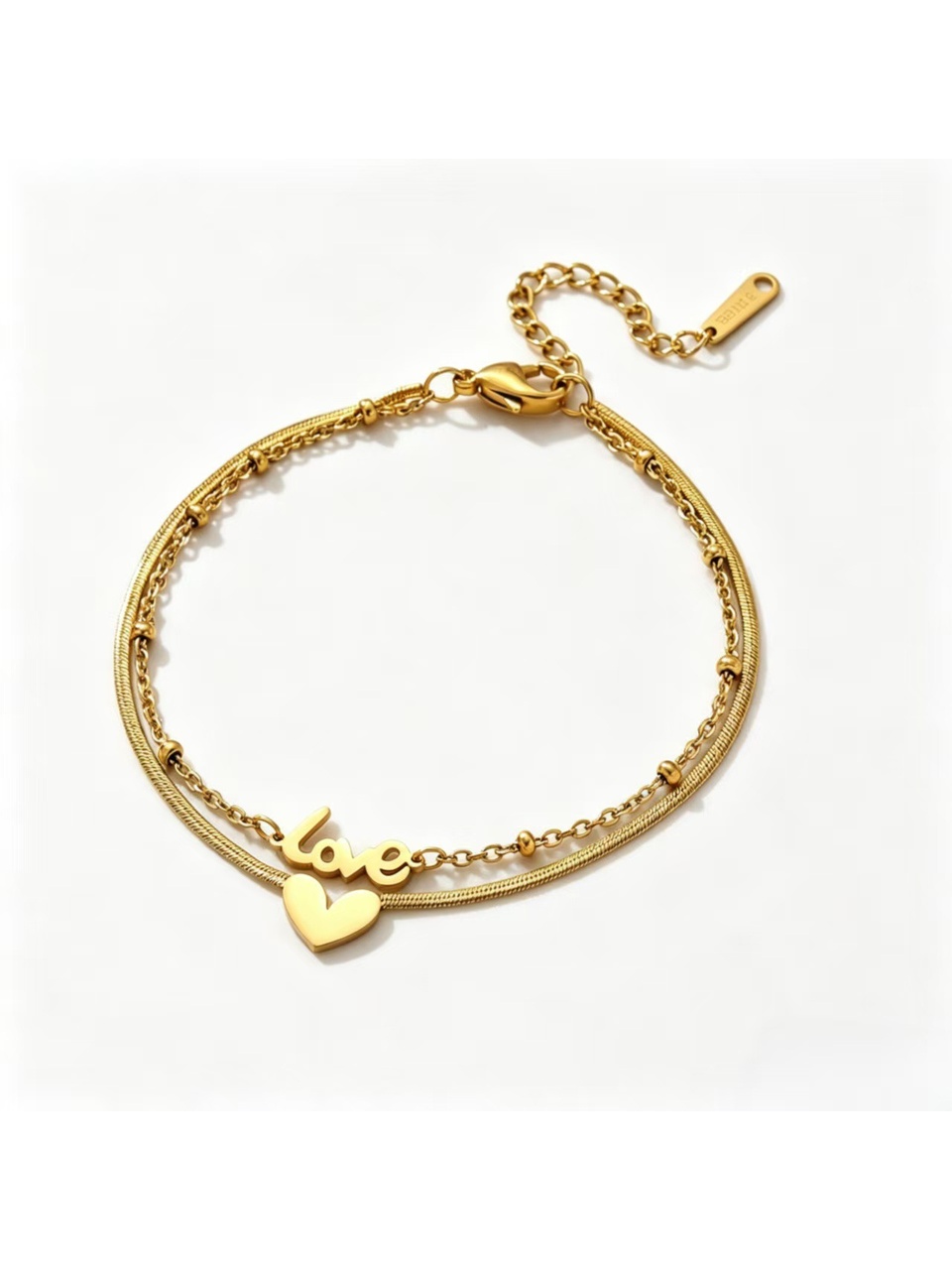 Gold Tone Heart Love Multistrand Bracelet