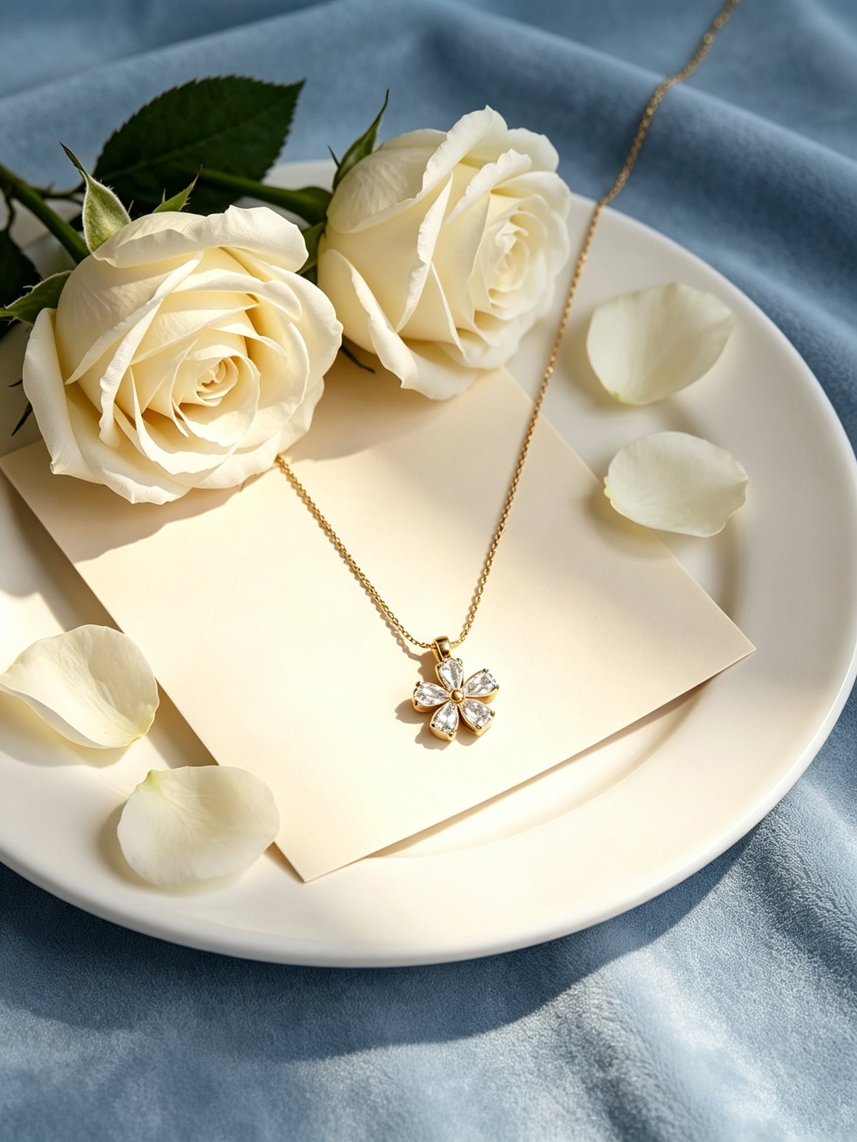 Gold Tone Sparkling Zircon Clover Pendant Necklace