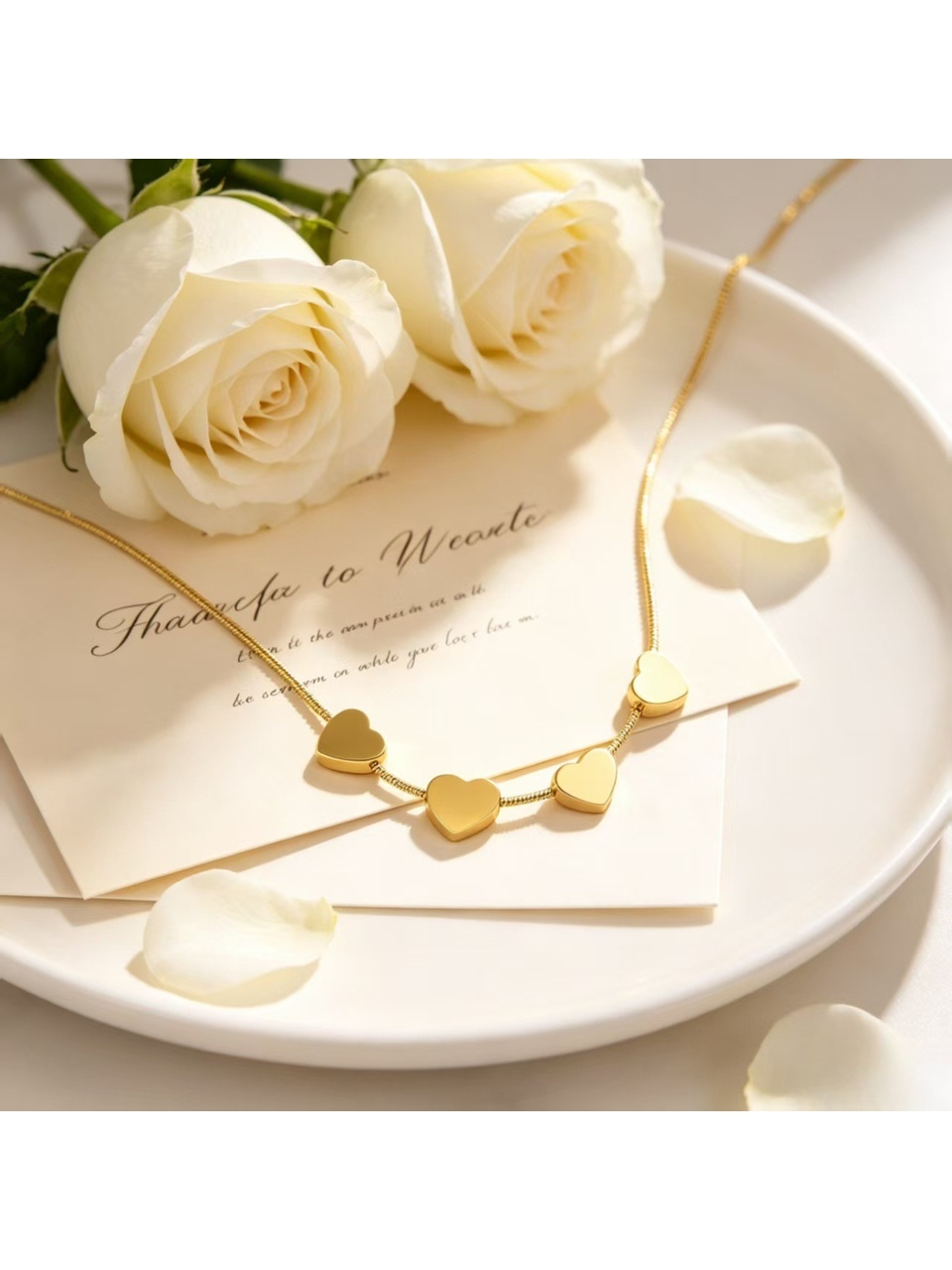 Gold Tone Heart Pendant Necklace