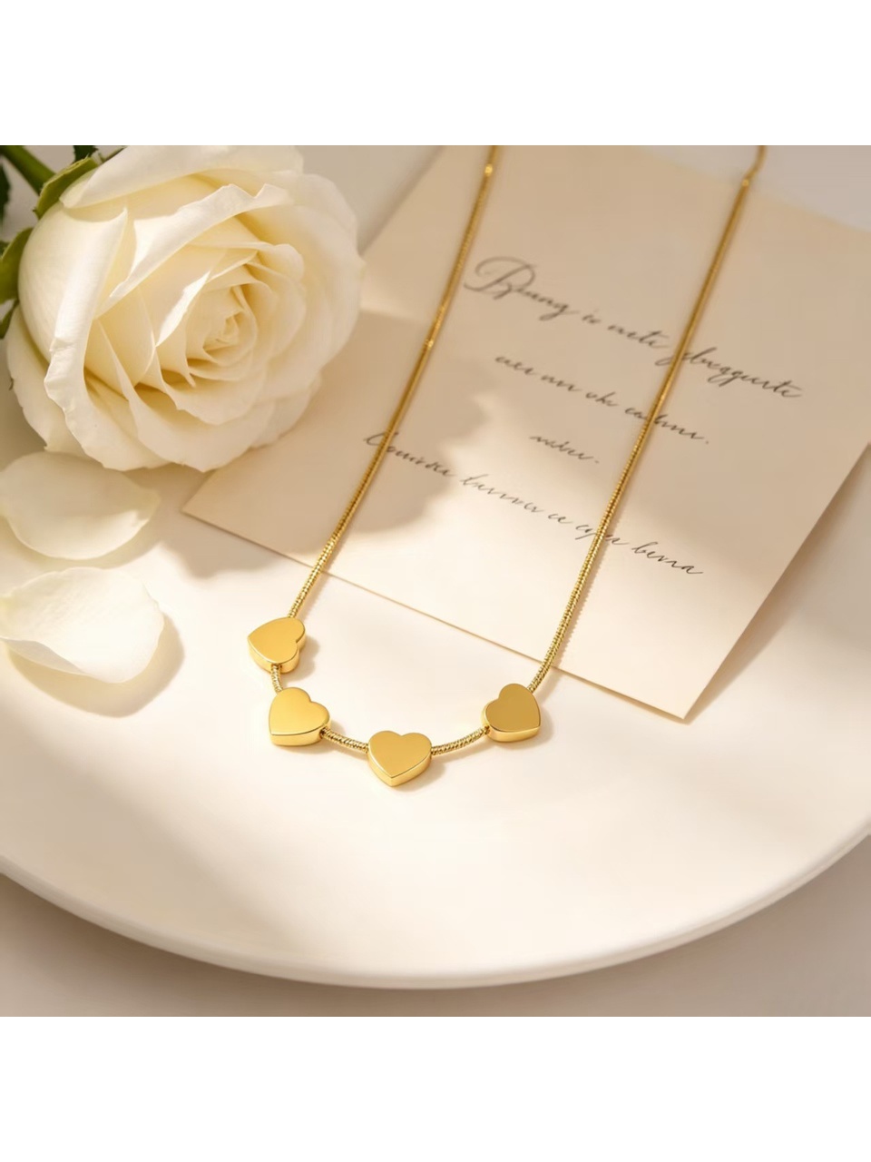 Gold Tone Heart Pendant Necklace