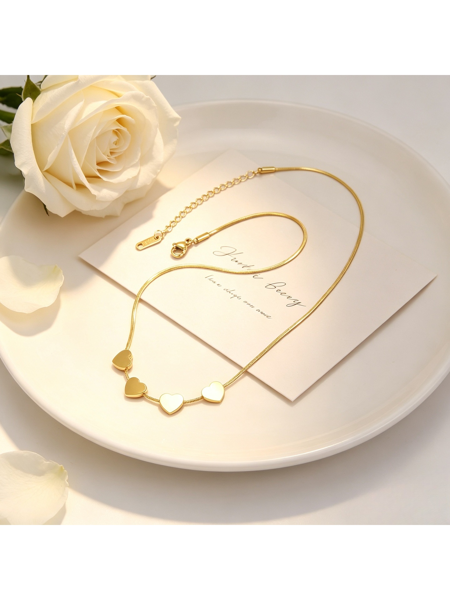 Gold Tone Heart Pendant Necklace
