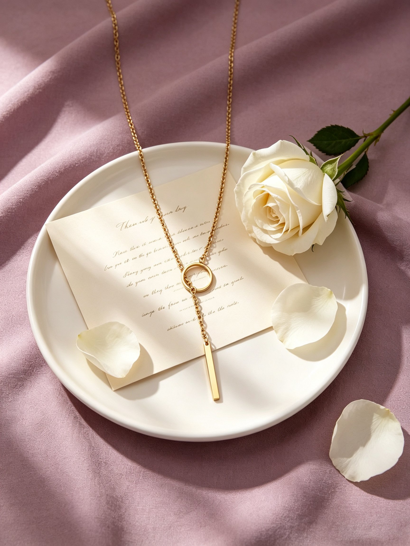 Gold Tone Geometric Circle Pendant Necklace with Bar Tassel