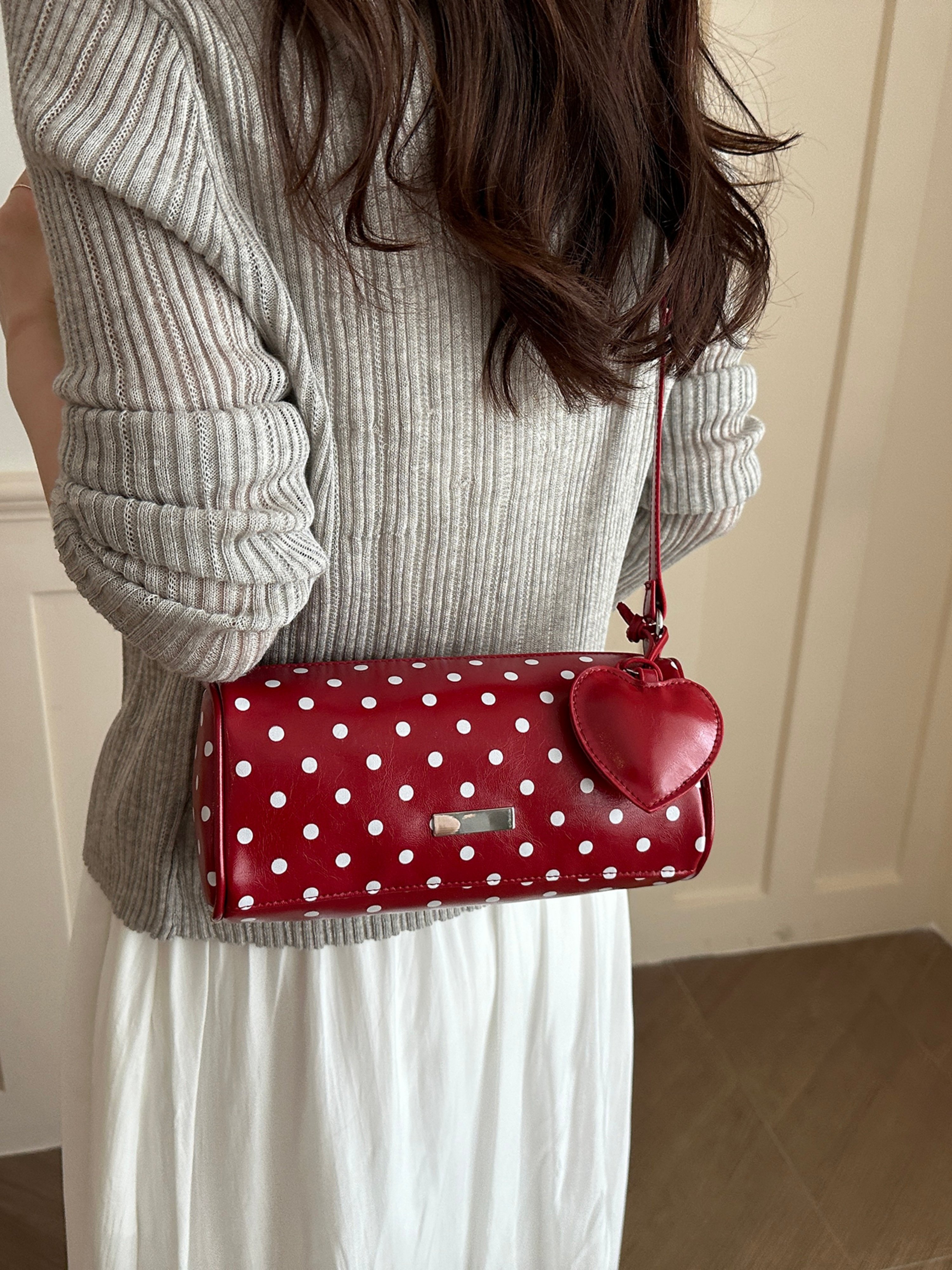 Red Printed Crossbody Bag with Zip