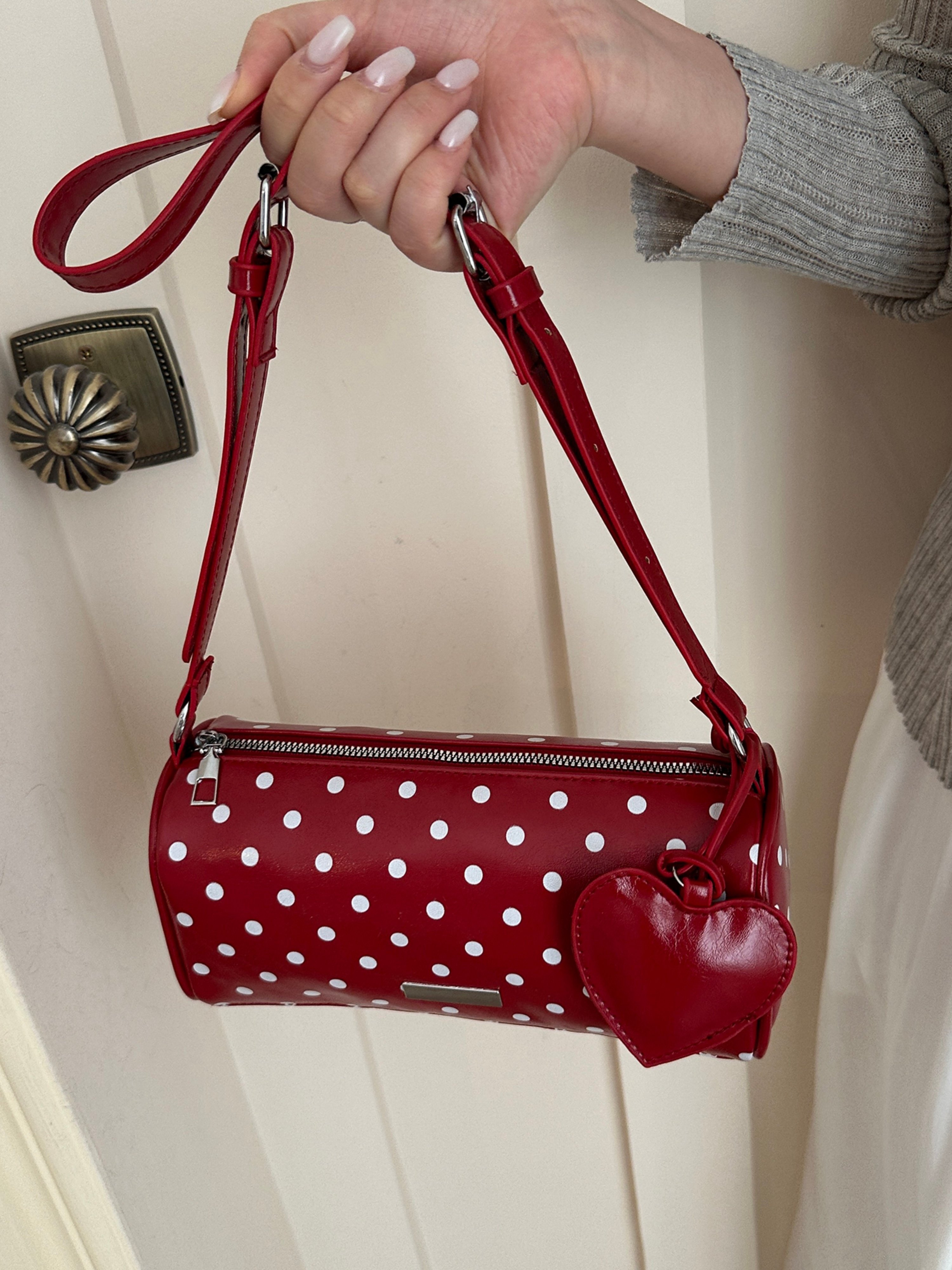Red Printed Crossbody Bag with Zip