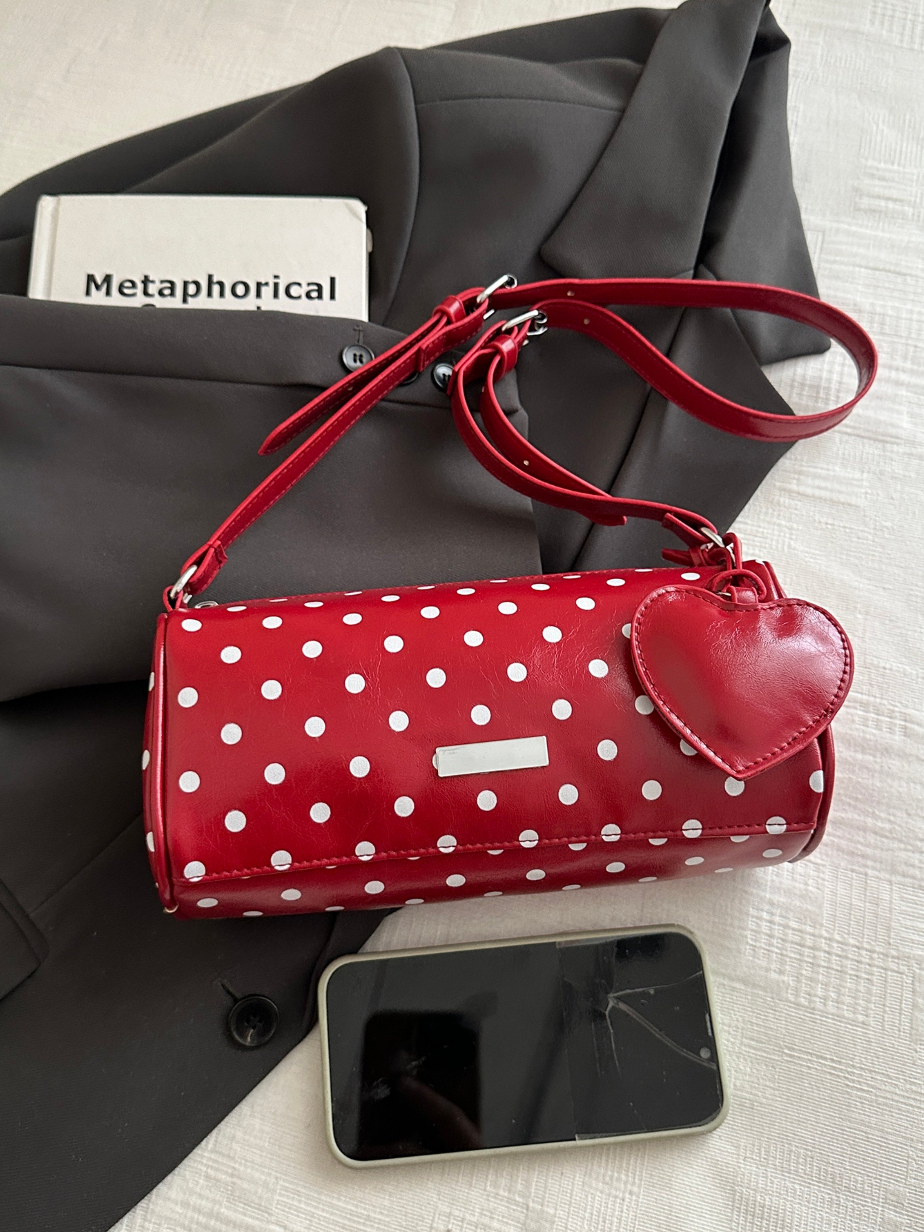Red Printed Crossbody Bag with Zip