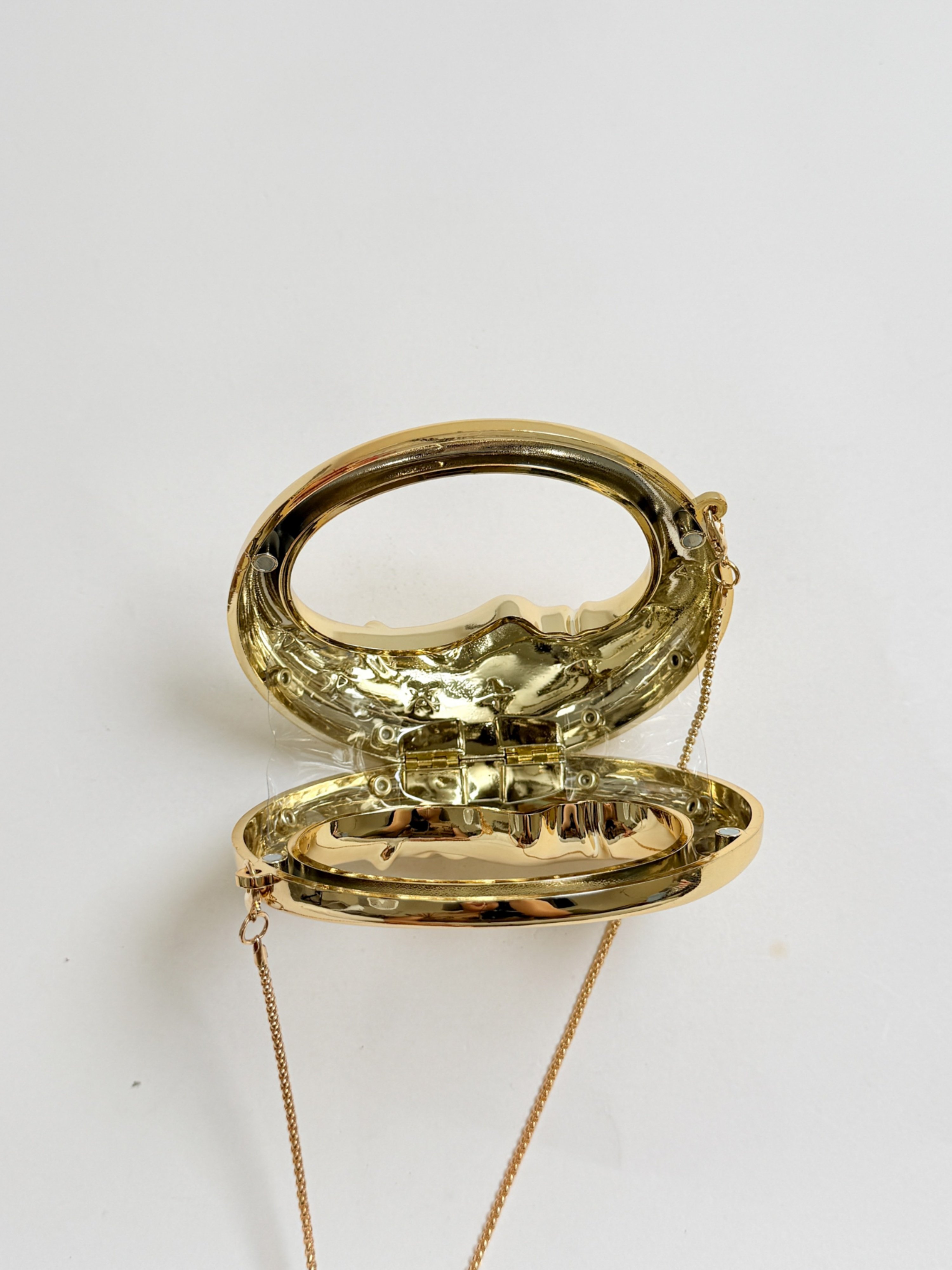 Gold Solid Clutch with Click Lock