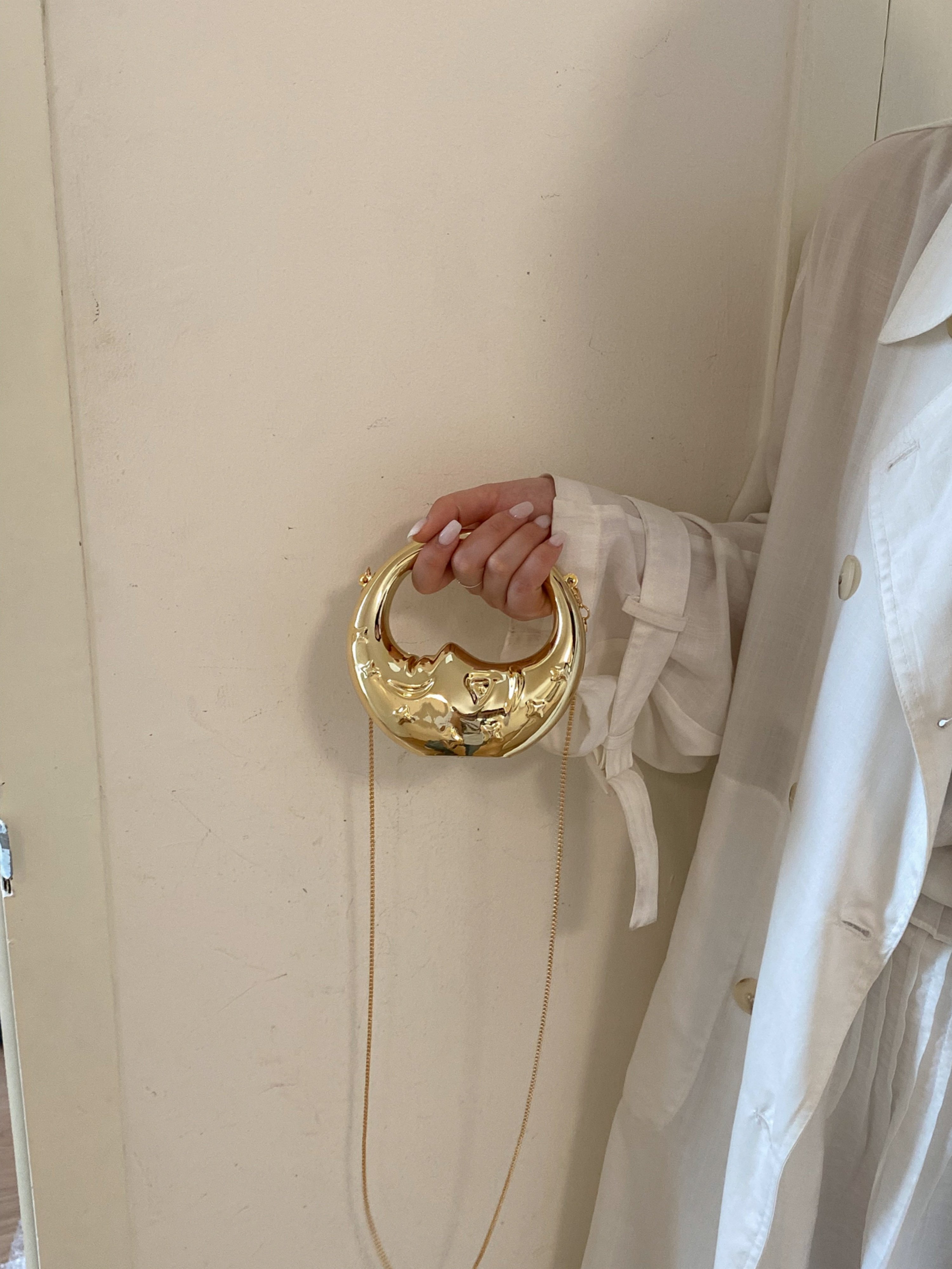 Gold Solid Clutch with Click Lock
