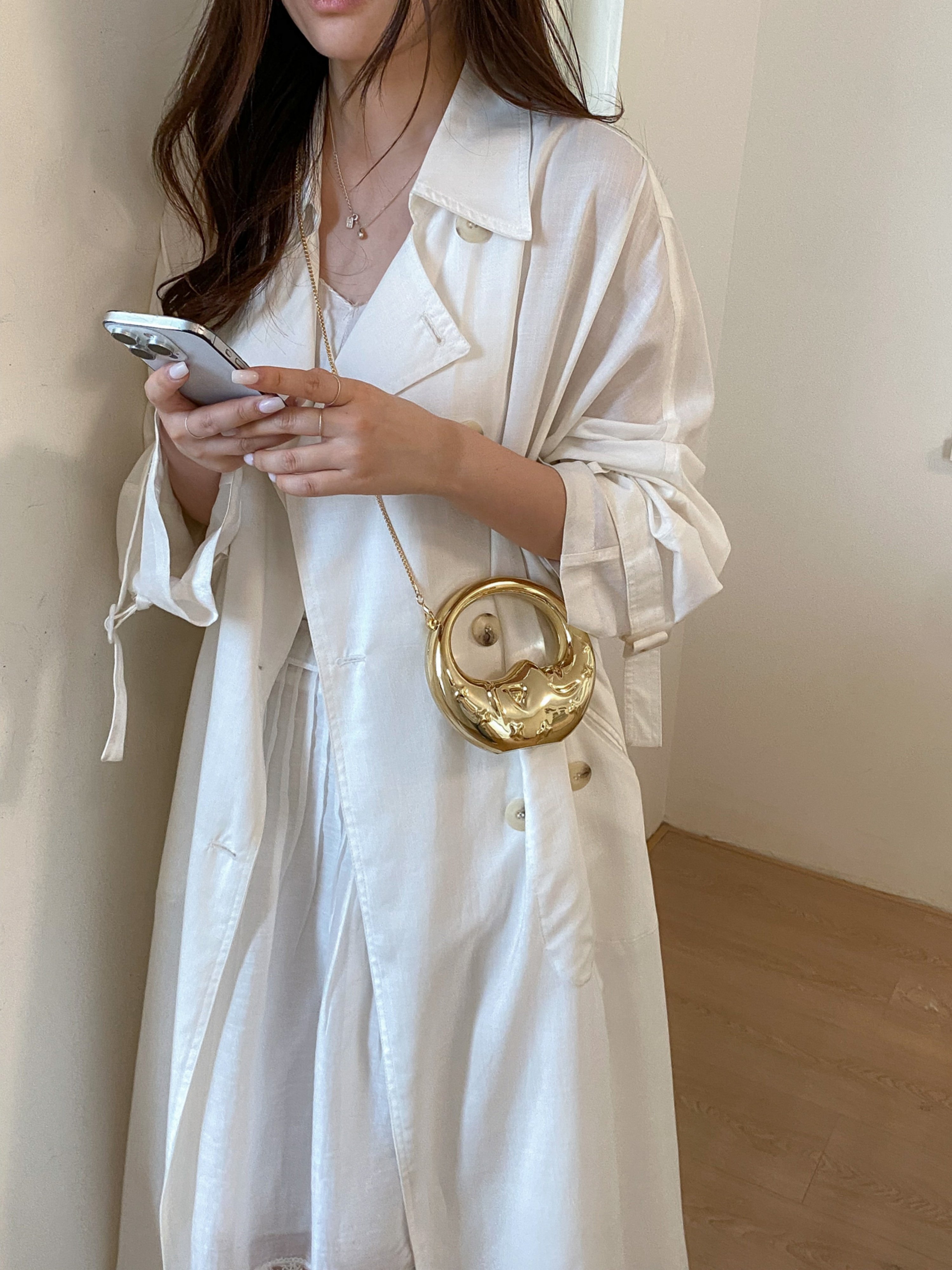 Gold Solid Clutch with Click Lock