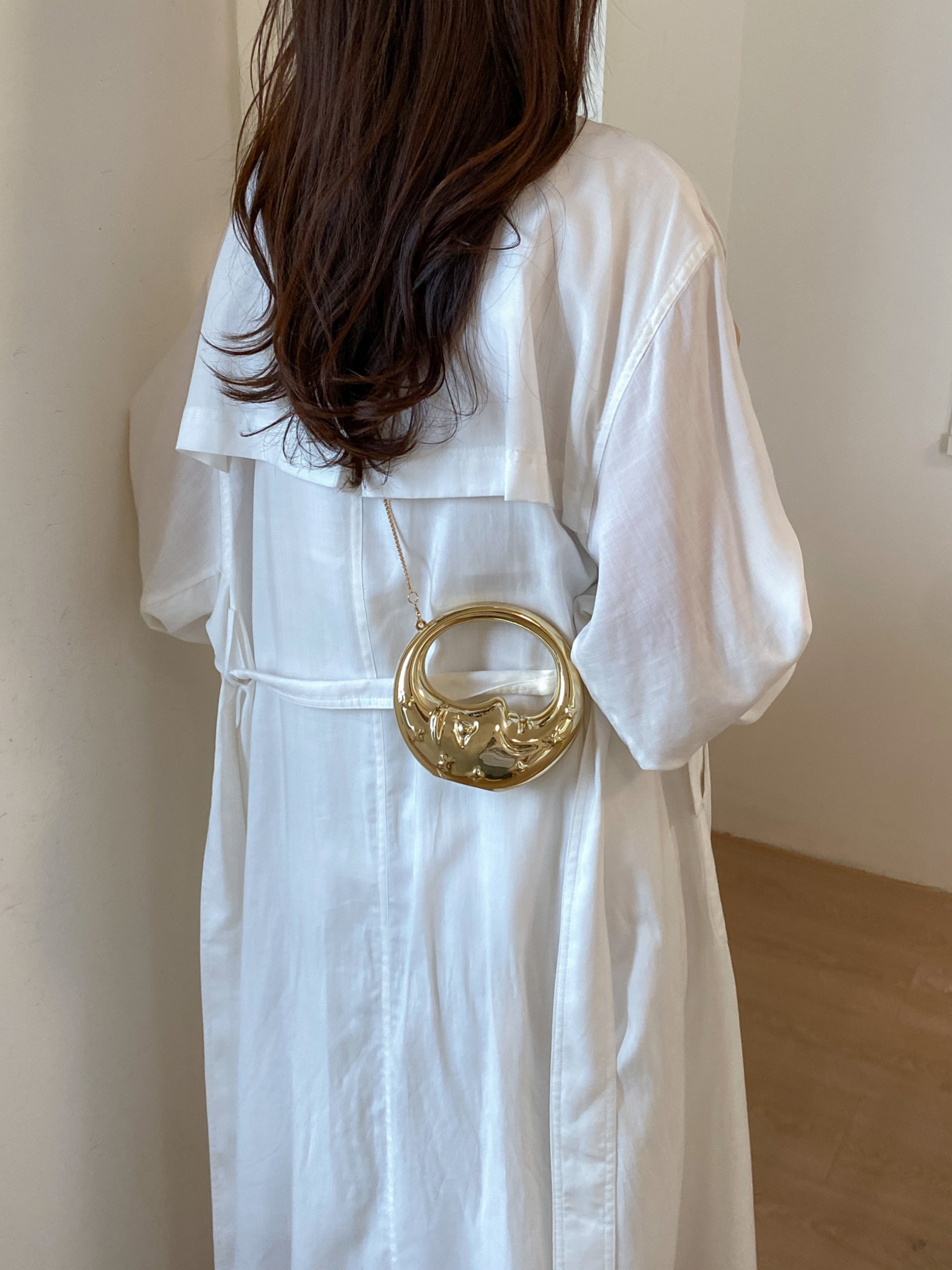 Gold Solid Clutch with Click Lock