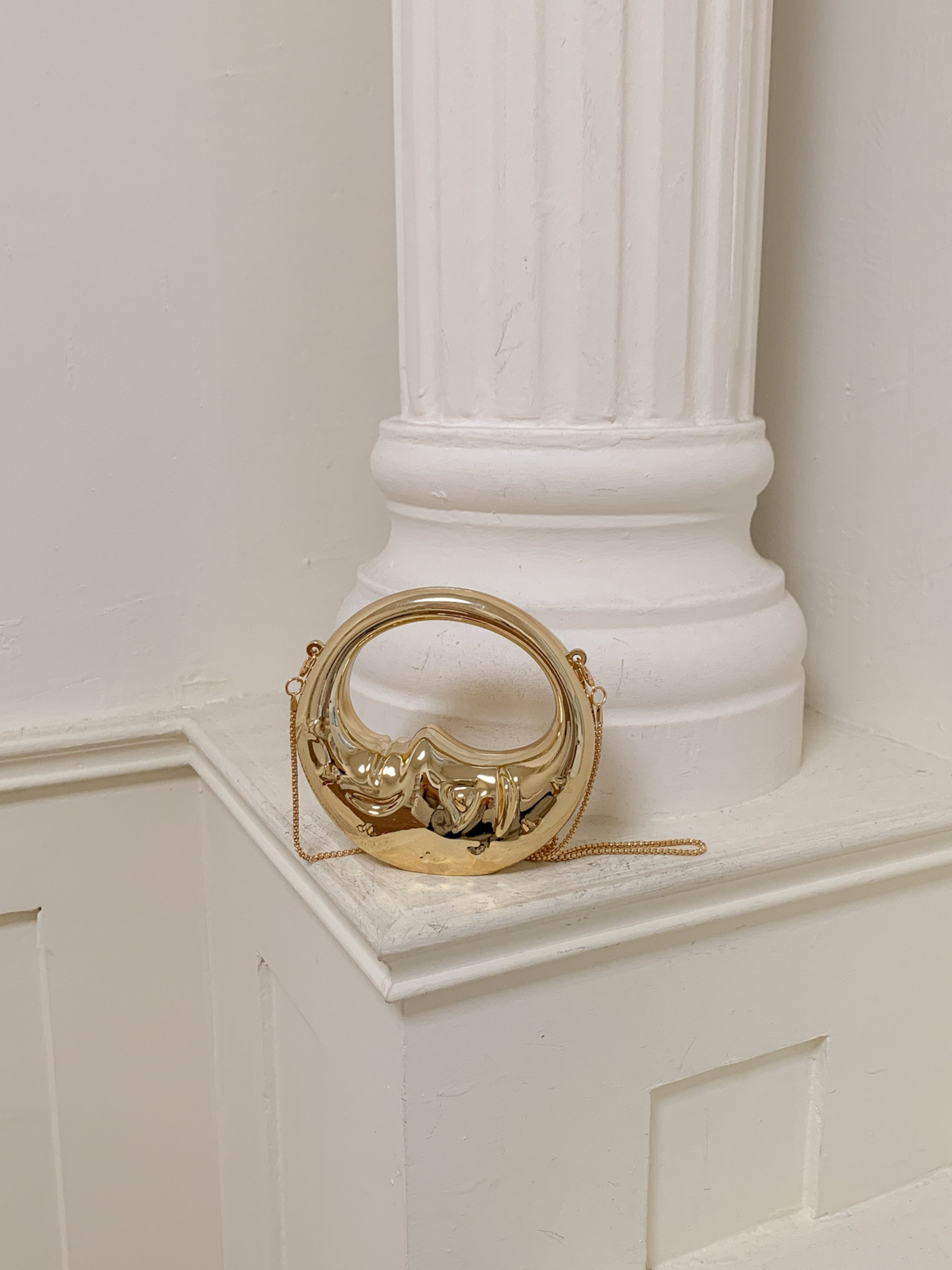 Gold Solid Clutch with Click Lock